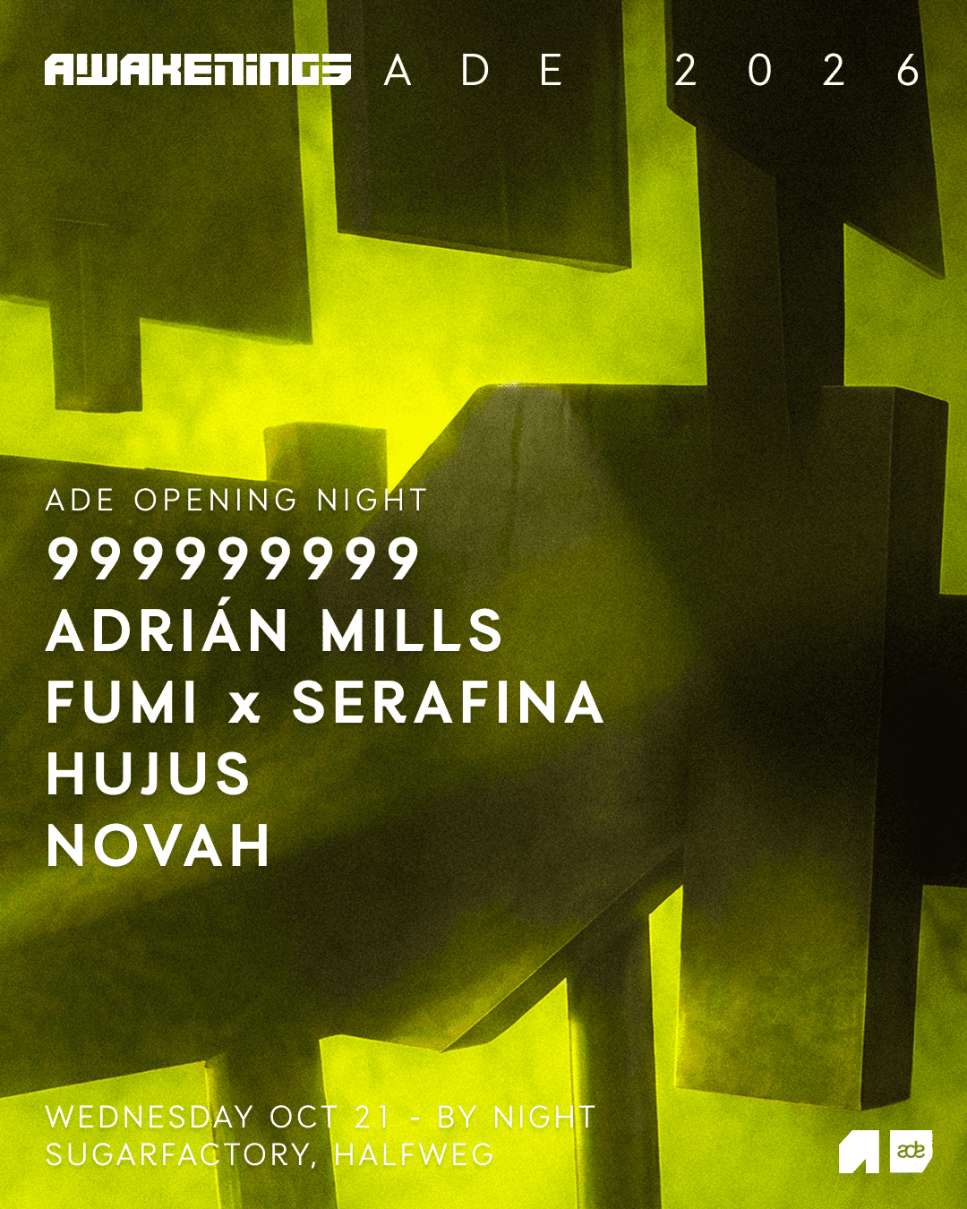 Flyer de Awakenings ADE 2026 - Miércoles 21