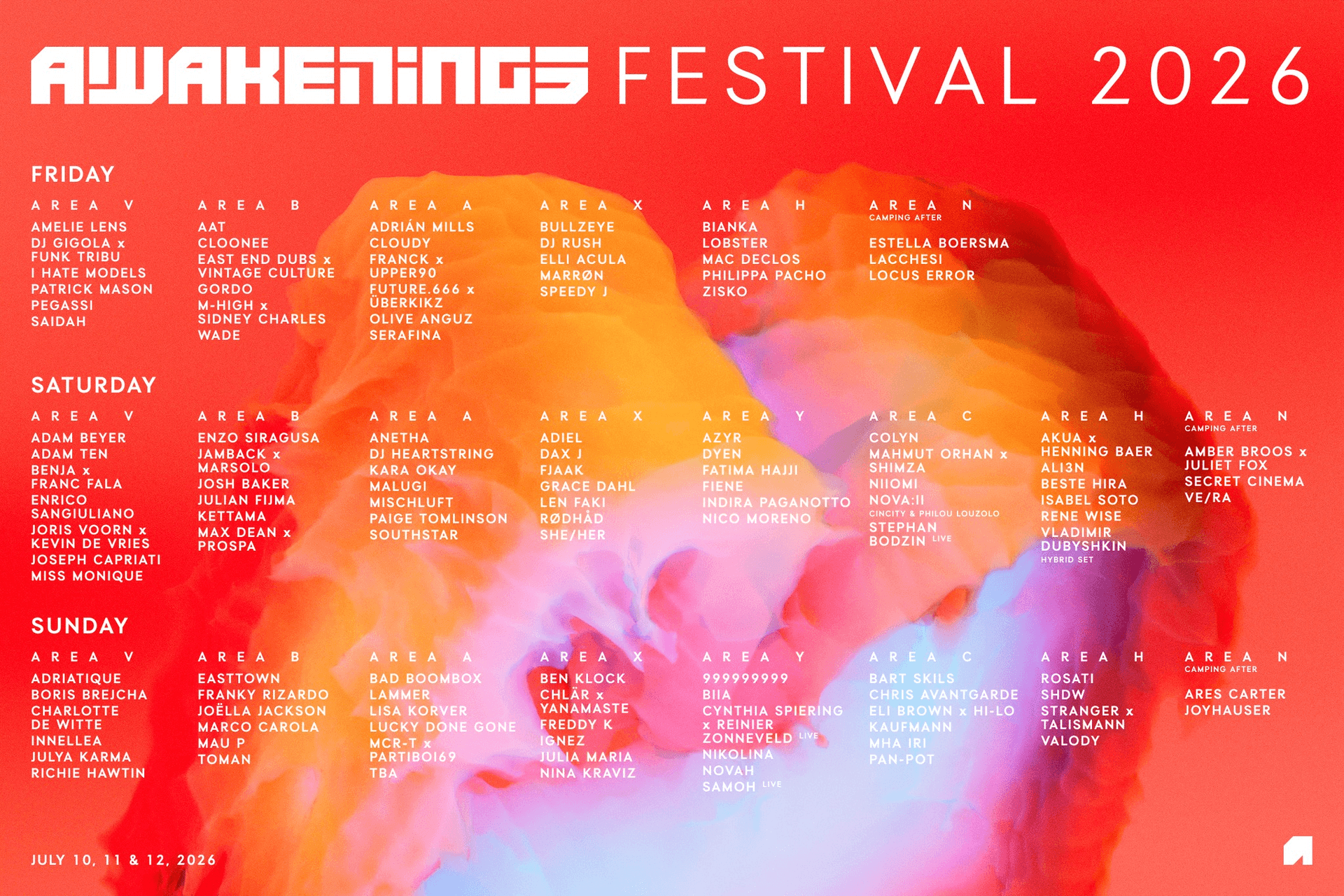 Cartel 2 de Awakenings Summer Festival 2026 - Viernes 10