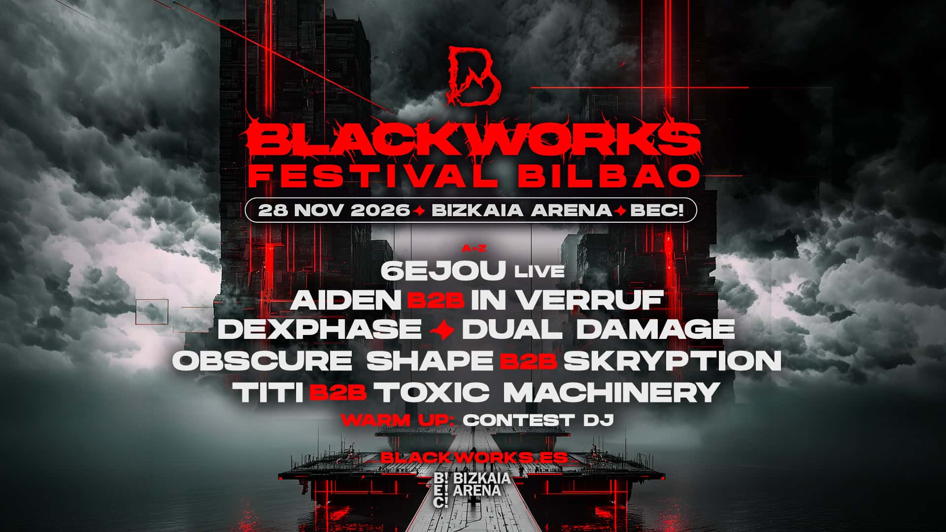 Flyer de Blackworks Festival Bilbao 2026 - Sábado 28