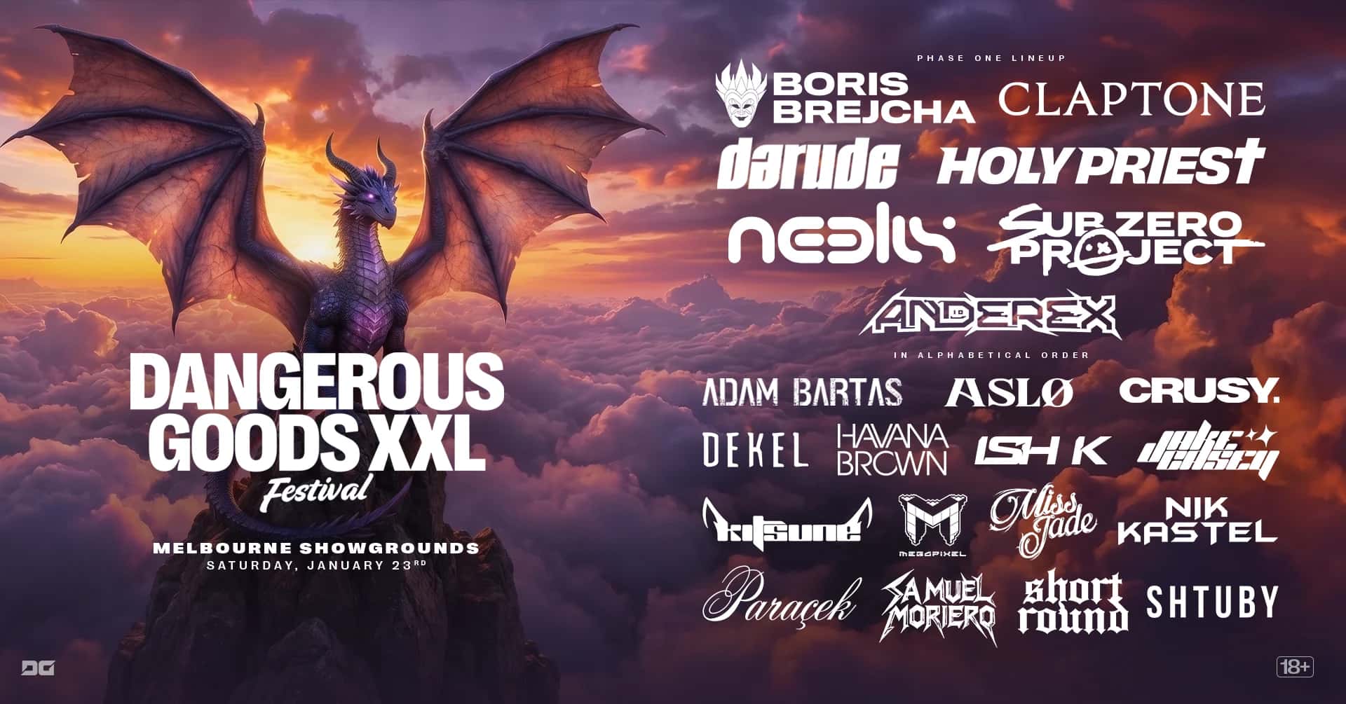 Flyer de Dangerous Goods XXL Festival Melbourne 2027 - Sábado 23