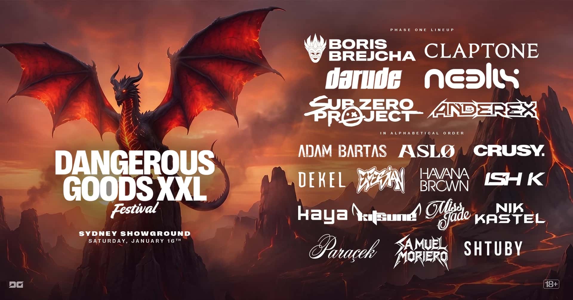 Flyer de Dangerous Goods XXL Sydney 2027 - Sábado 16