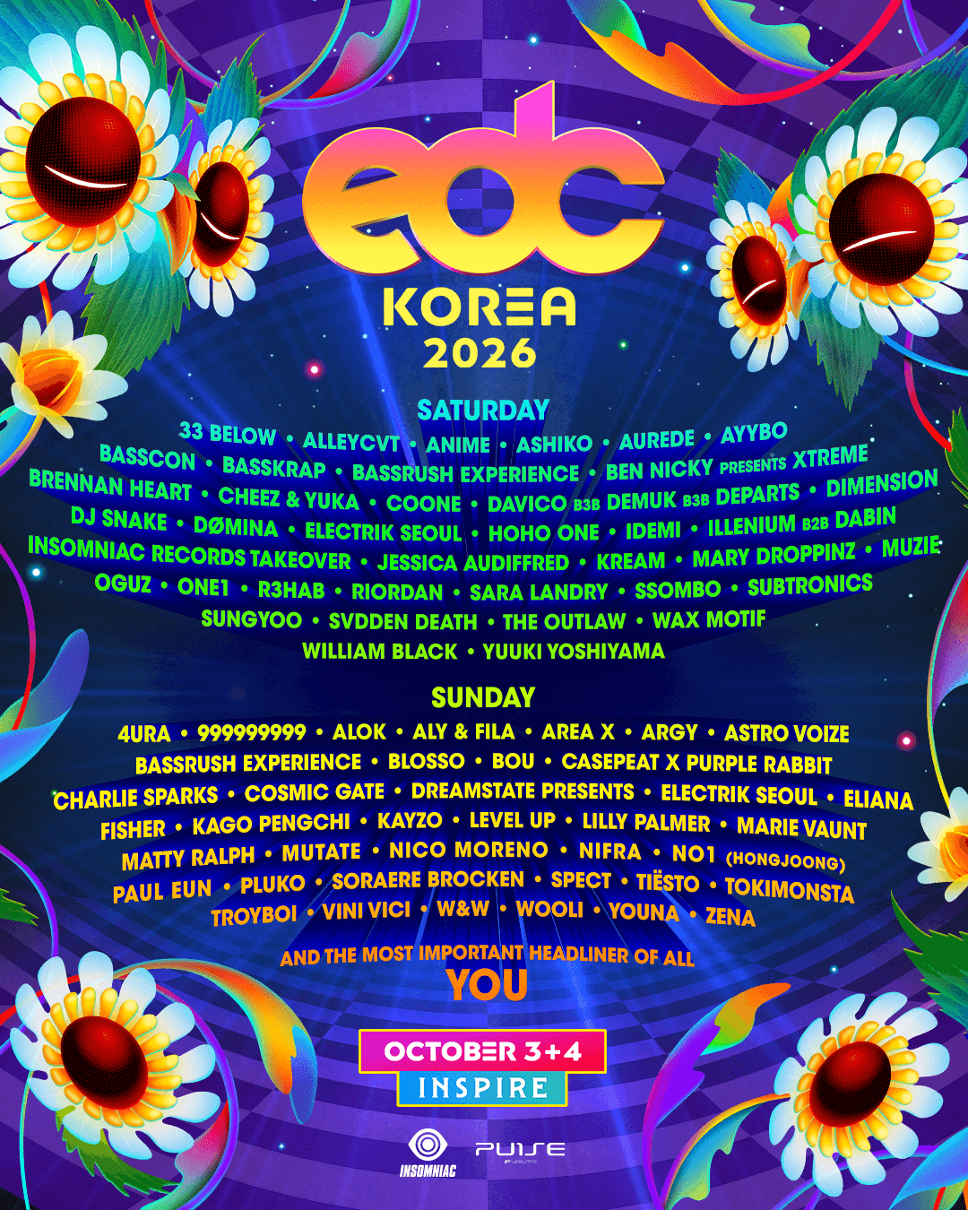 Flyer de EDC Korea 2026 - Sábado 3