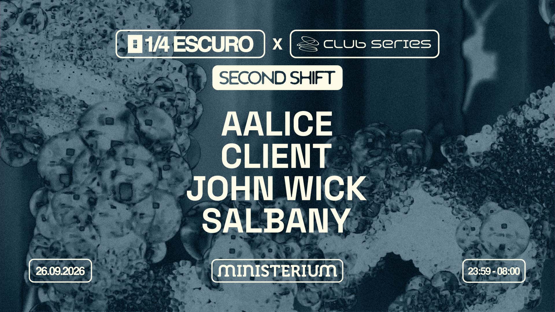 Flyer de 1/4 Escuro x Vault Sessions Second Shift