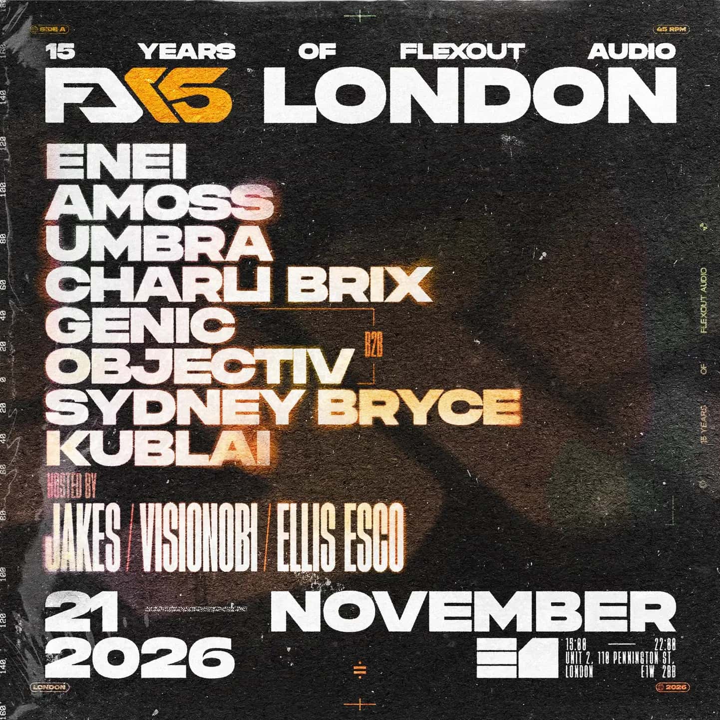 Flyer de 15 Years of Flexout Audio