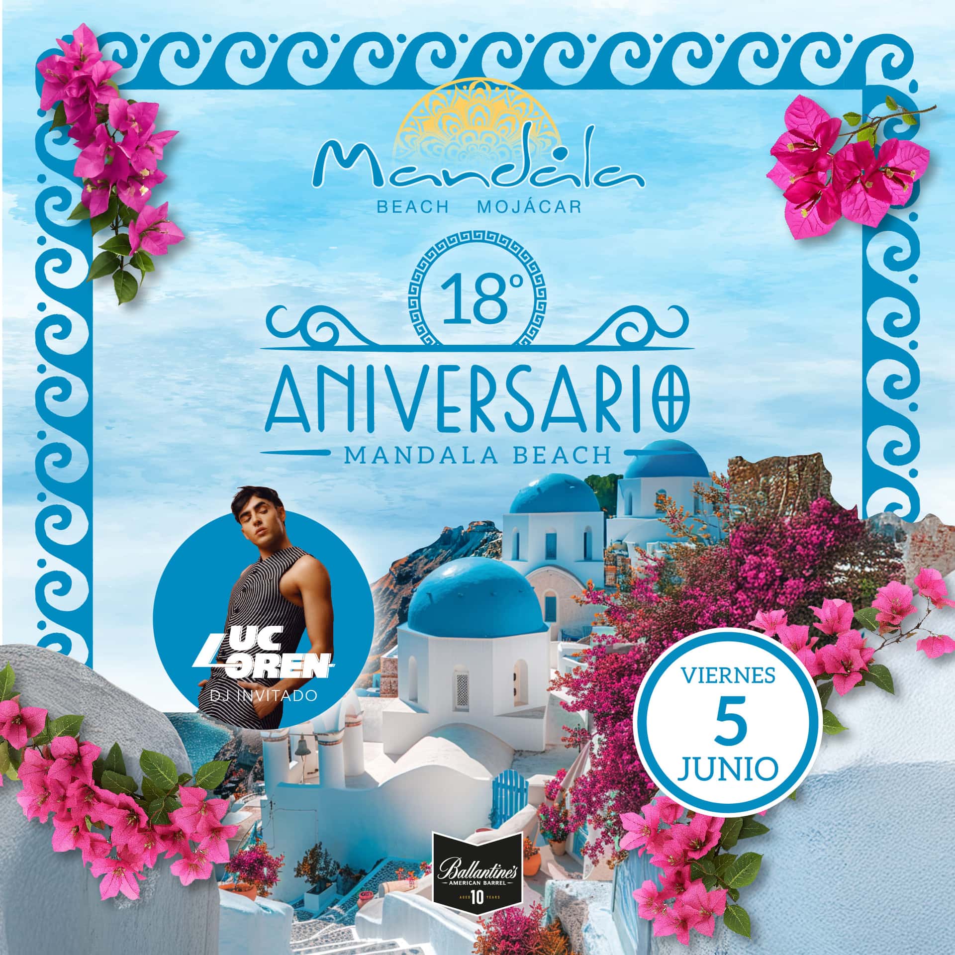 Cartel de 18 Aniversario Mandala Beach Mojácar