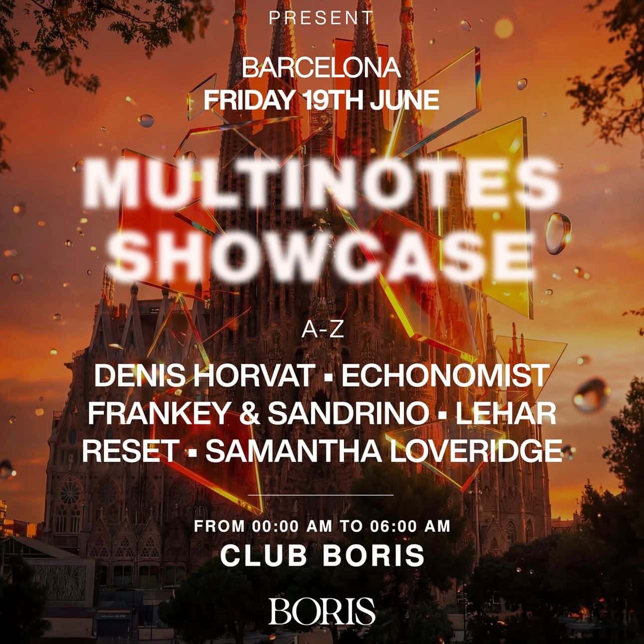 Cartel de 19.06 Multinotes Showcase Off Boris