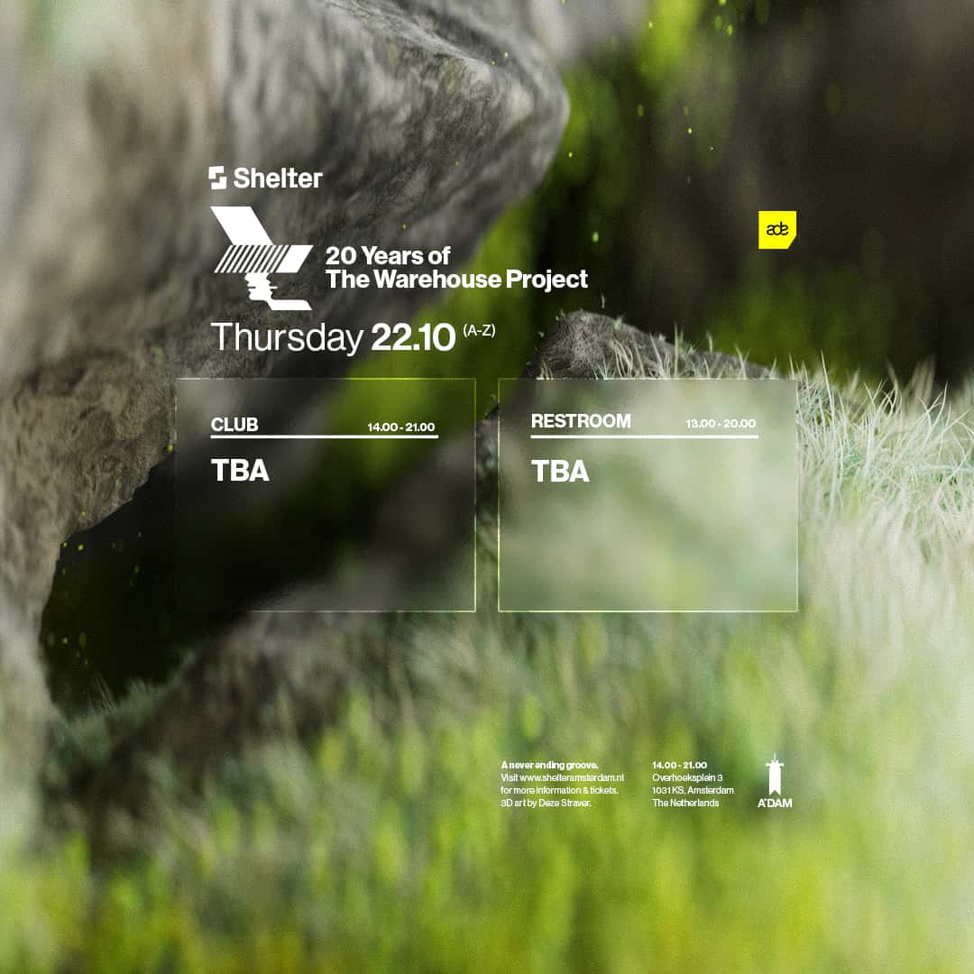 Flyer of 20 years of The Warehouse Project ADE