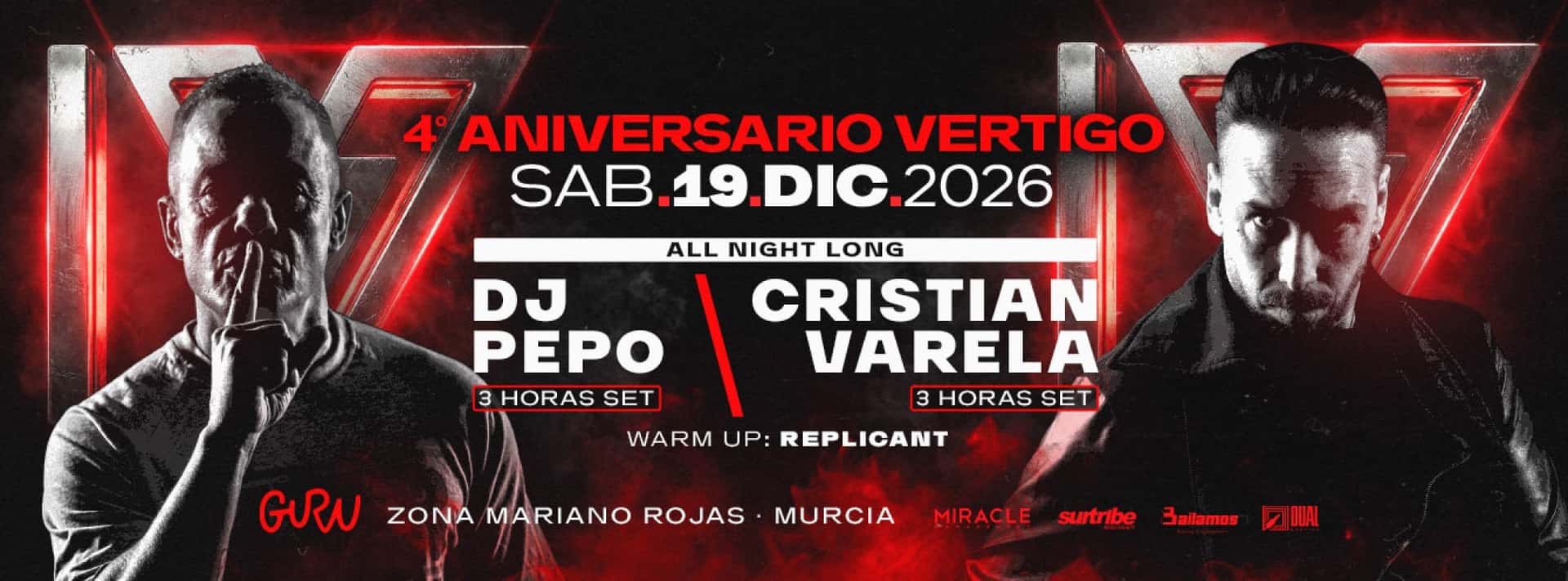 Flyer of VERTIGO - DJ PEPO & CRISTIAN VARELA ALL NIGHT LONG