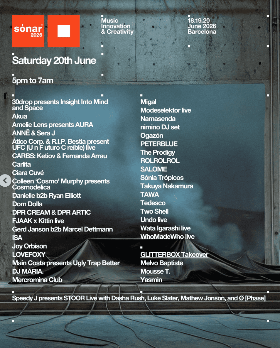 Flyer de Sónar 2026 - Sábado, 20