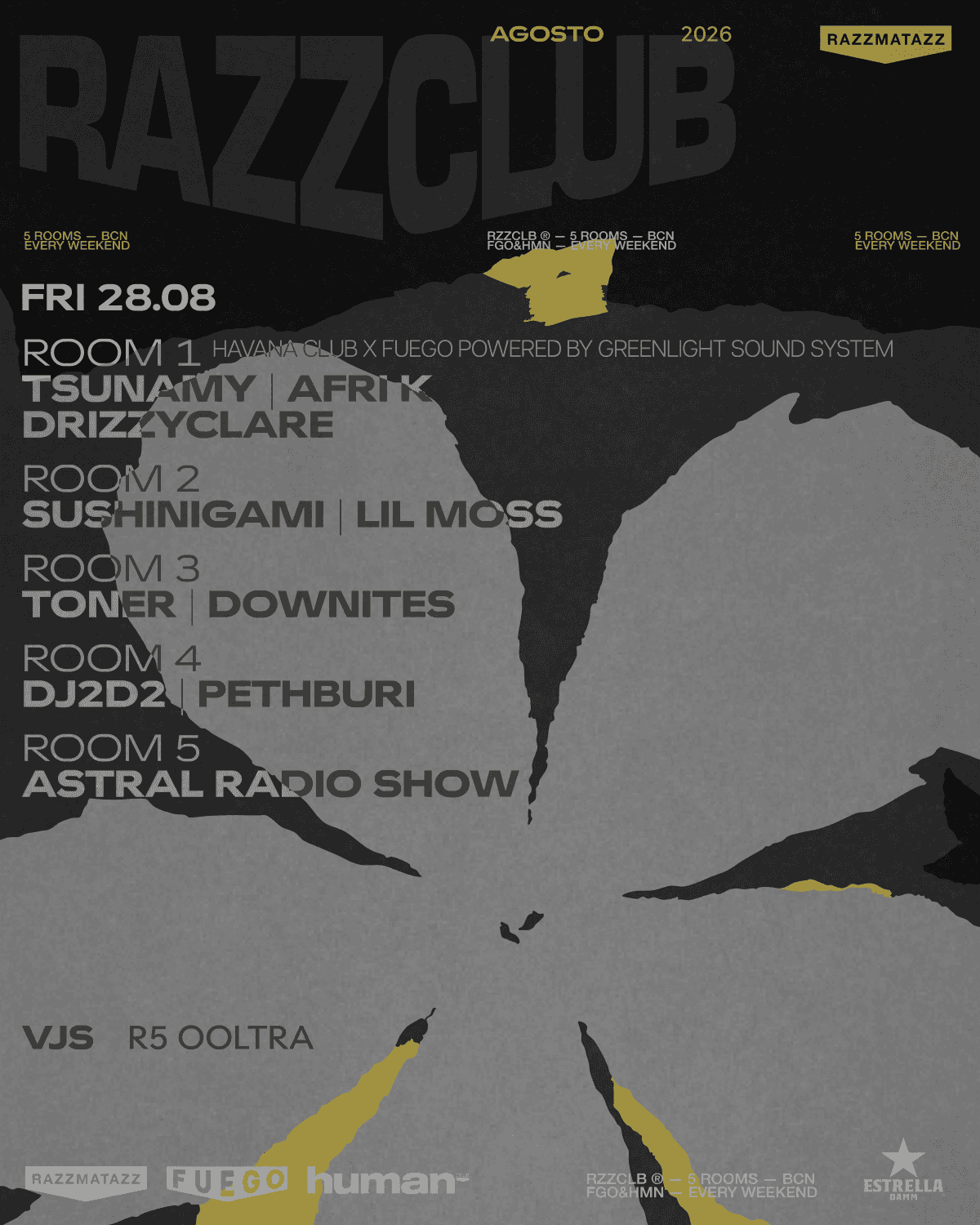 Flyer de RAZZCLUBS: Havana x Fuego: Tsunami + Afri k + Drizzyclare - Powered By Greenlight Sound System