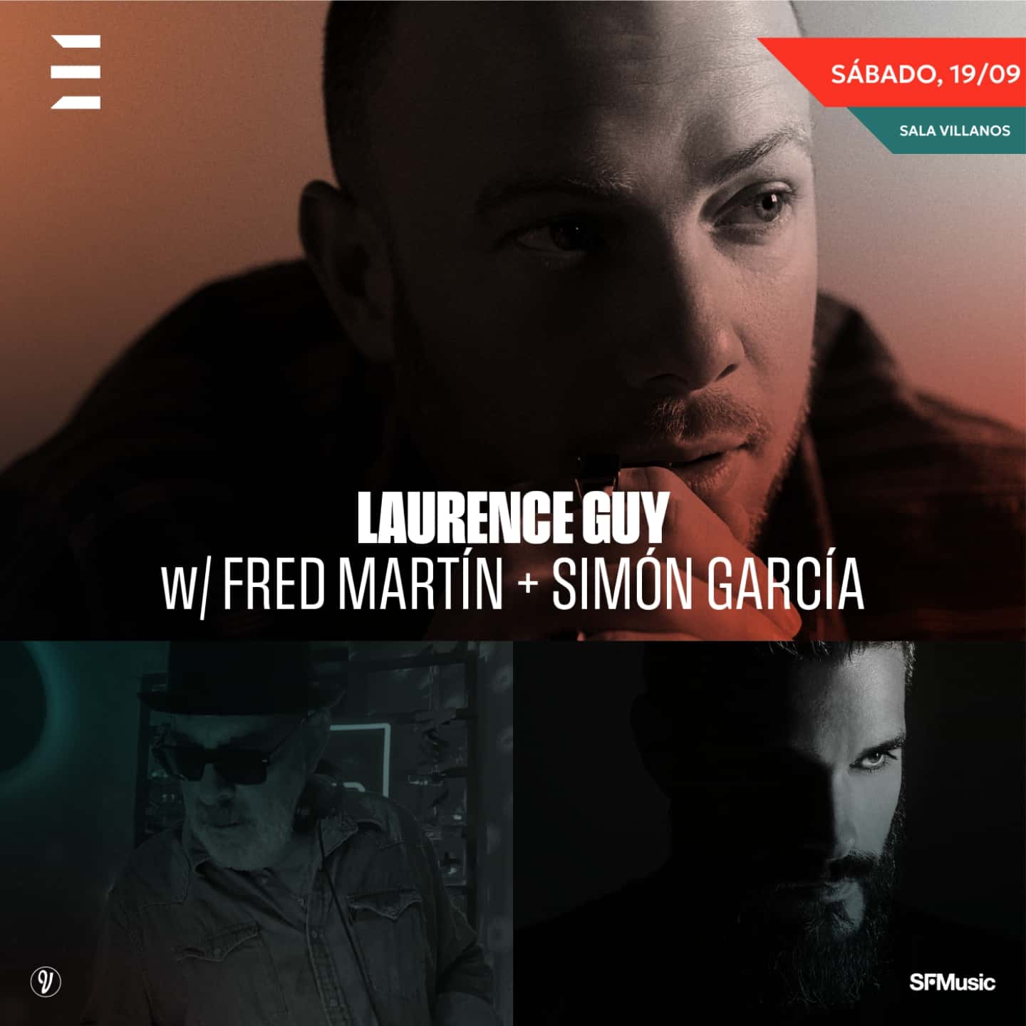 Cartel de Laurence Guy + Fred Martín + Simón García