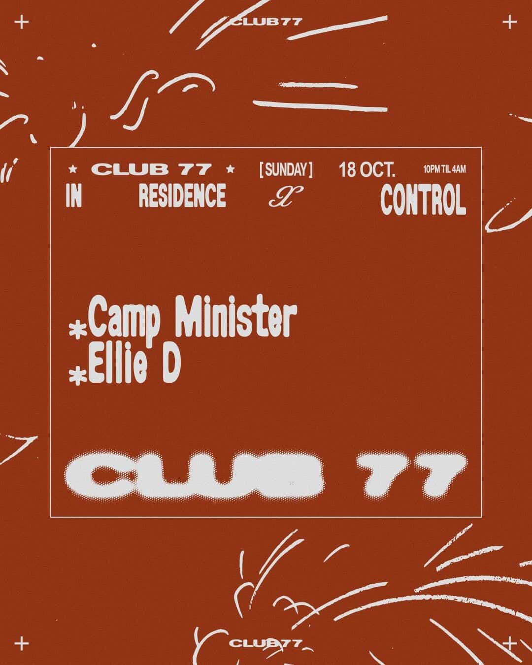 Flyer of 77 x Control: Camp Minister, Ellie D