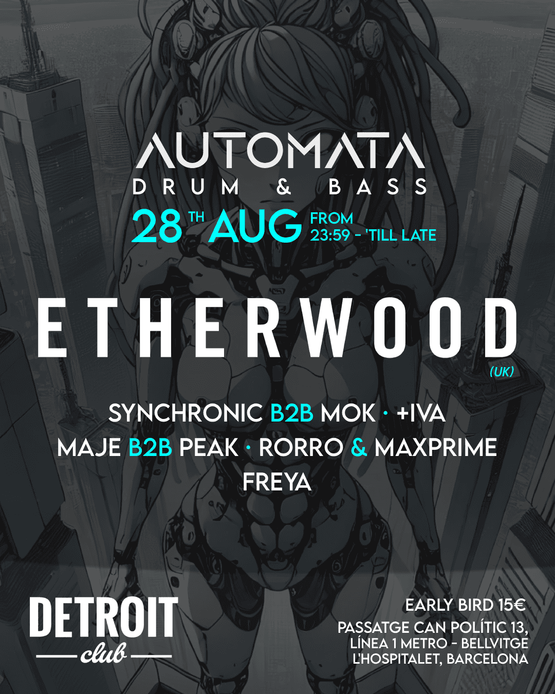 Cartel de Automata Drum & Bass 28AUG - Etherwood Barcelona
