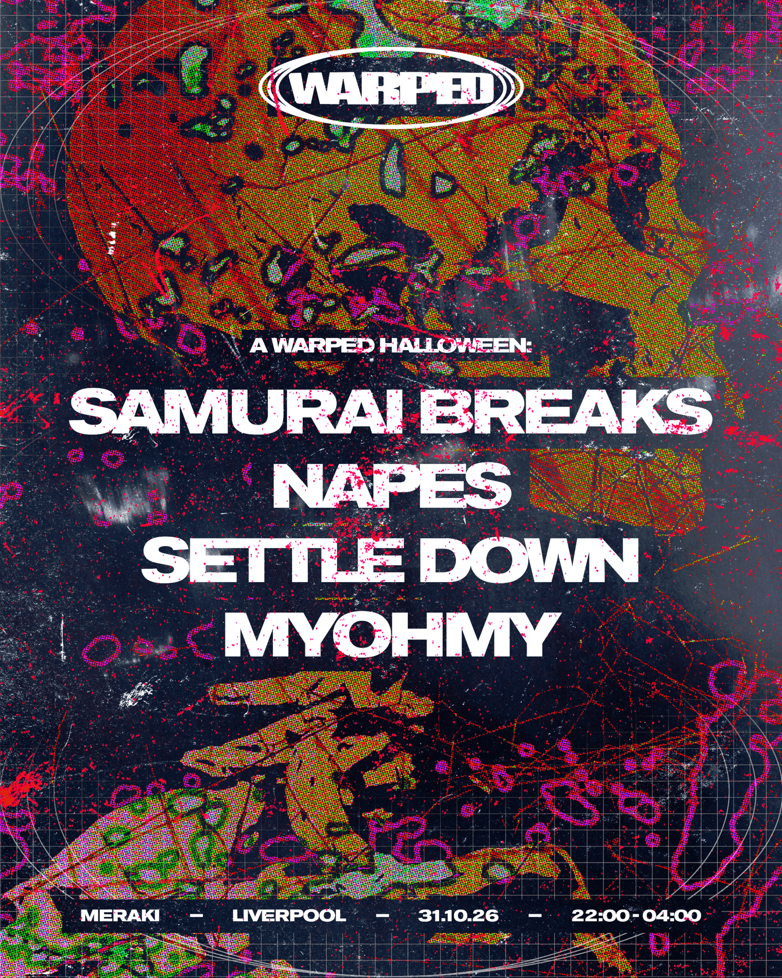 Flyer of A Warped Halloween: Samurai Breaks, Napes, Settle Down + more
