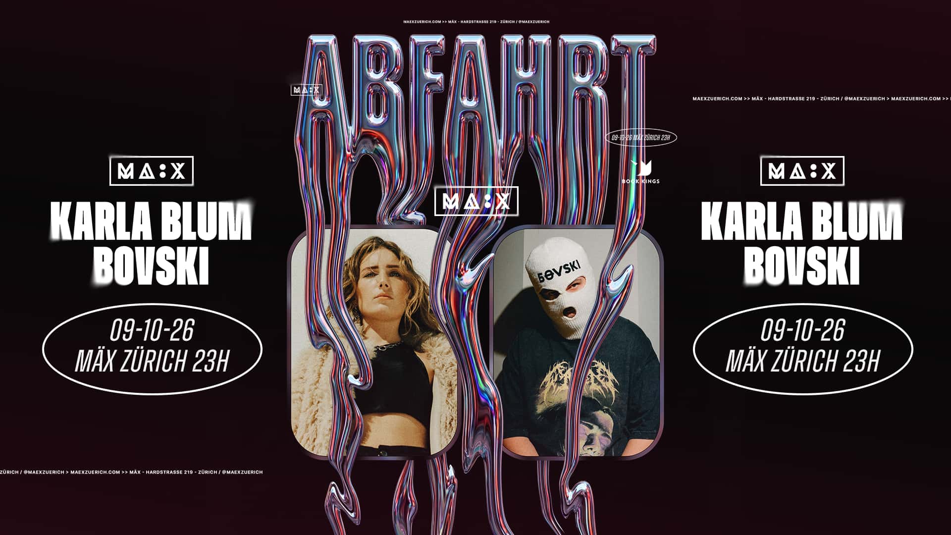 Flyer of Abfahrt w/ Bovski & Karla Blum