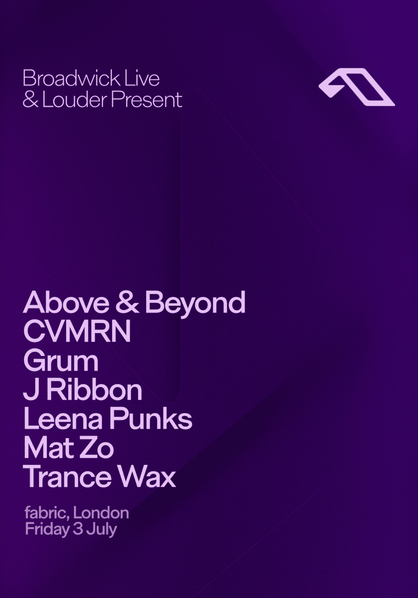 Cartel de Above & Beyond, CVMRN, Grum, J Ribbon, Leena Punks, Mat Zo, Trance Wax