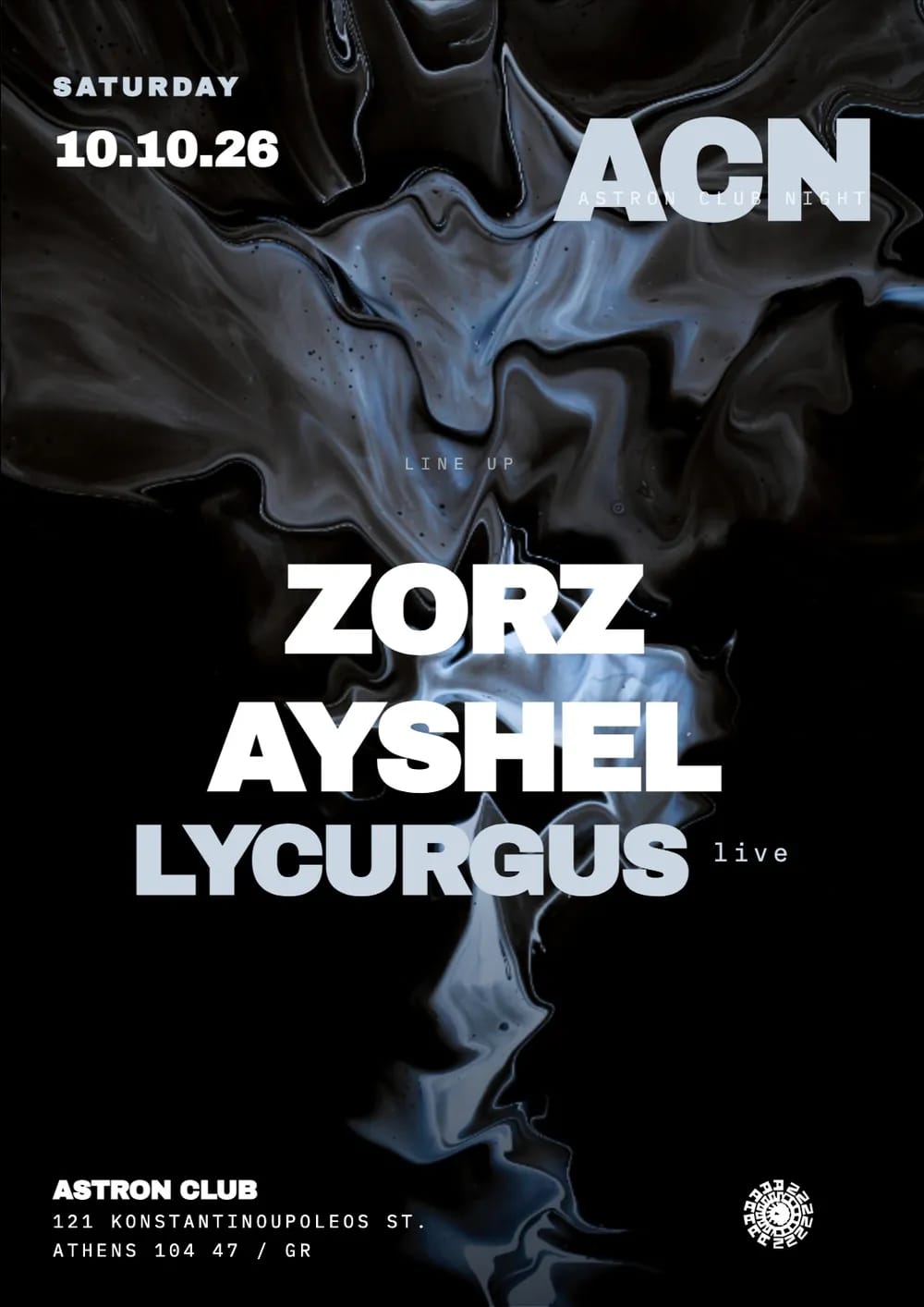 Flyer de ACN with Zorz // Ayshel // LYCURGUS (live)