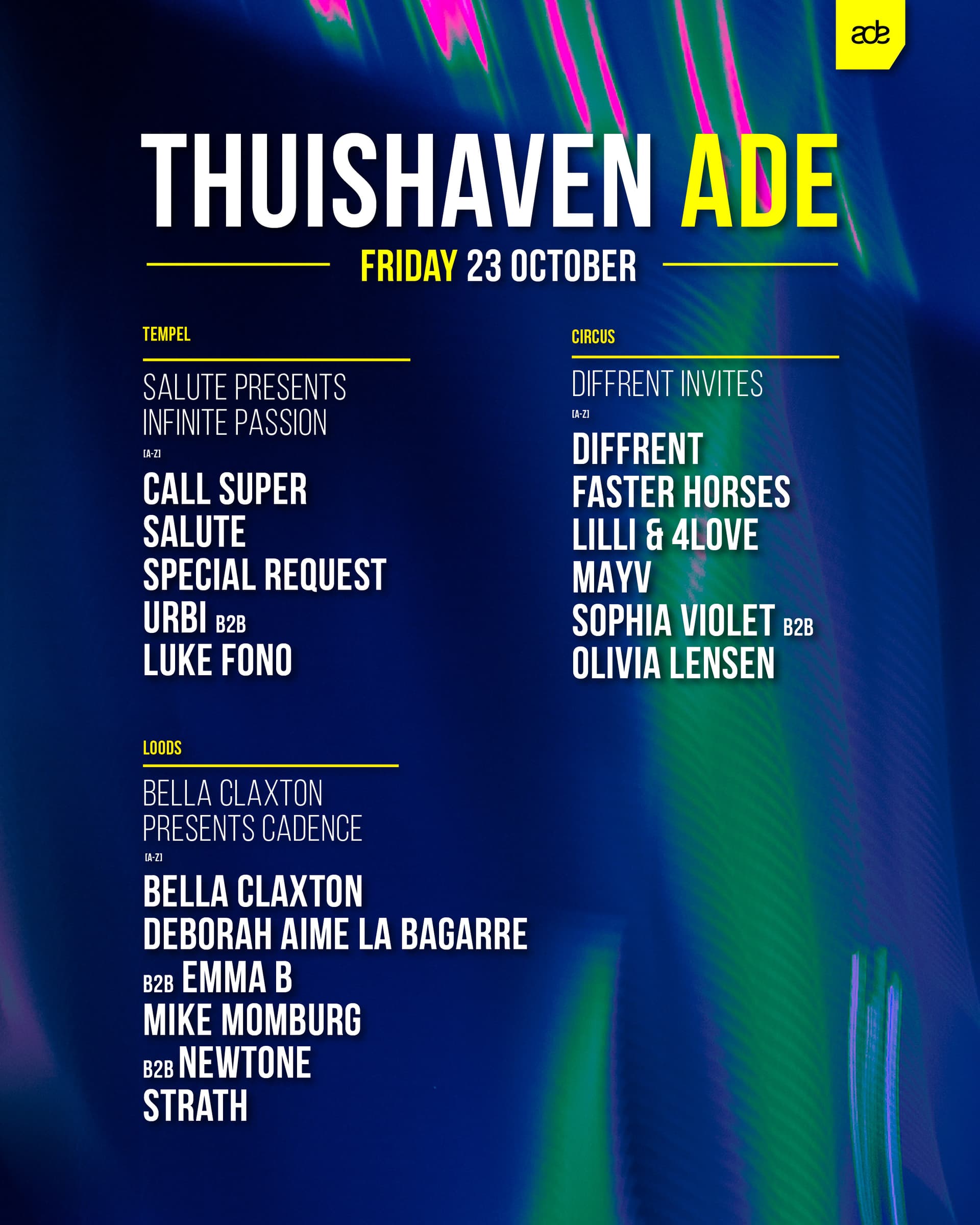 Thuishaven ADE Friday Day w/ Salute / Diffrent & Bella Claxton