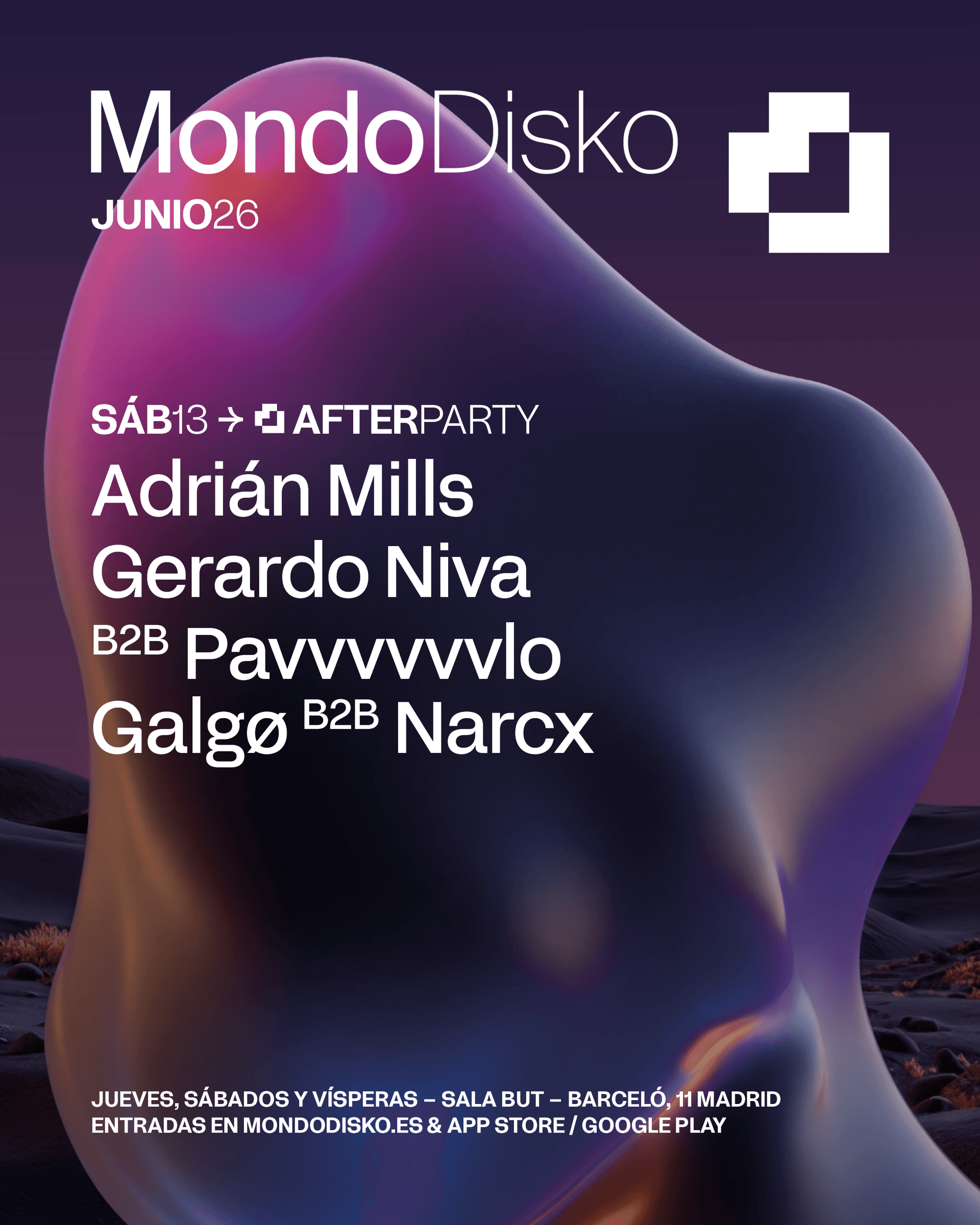 Cartel 1 de AFTERPARTY: Adrián Mills / Gerardo Niva B2B Pavvvvvvlo / Galgø B2B Narcx
