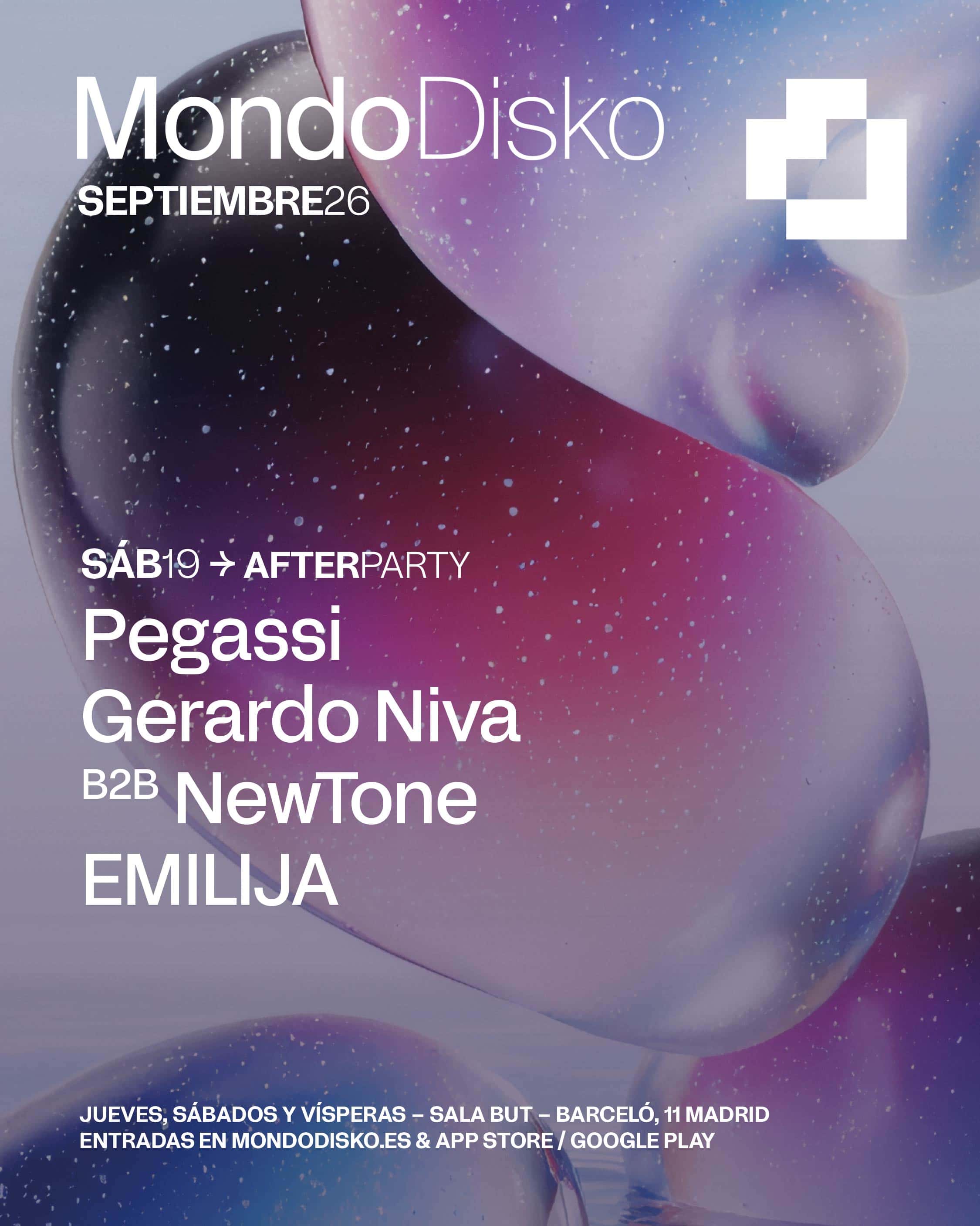 Cartel de AFTERPARTY: Pegassi / Gerardo Niva B2B NewTone / EMILIJA