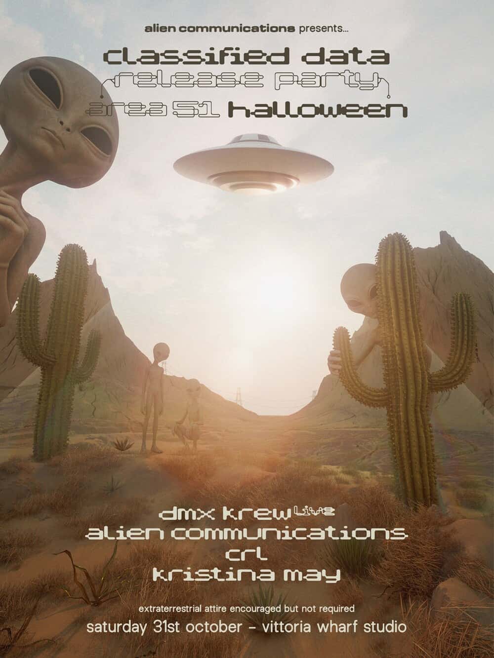 Flyer de Area 51 Halloween: DMX Krew live, Alien Communications, CRL + Kristina May