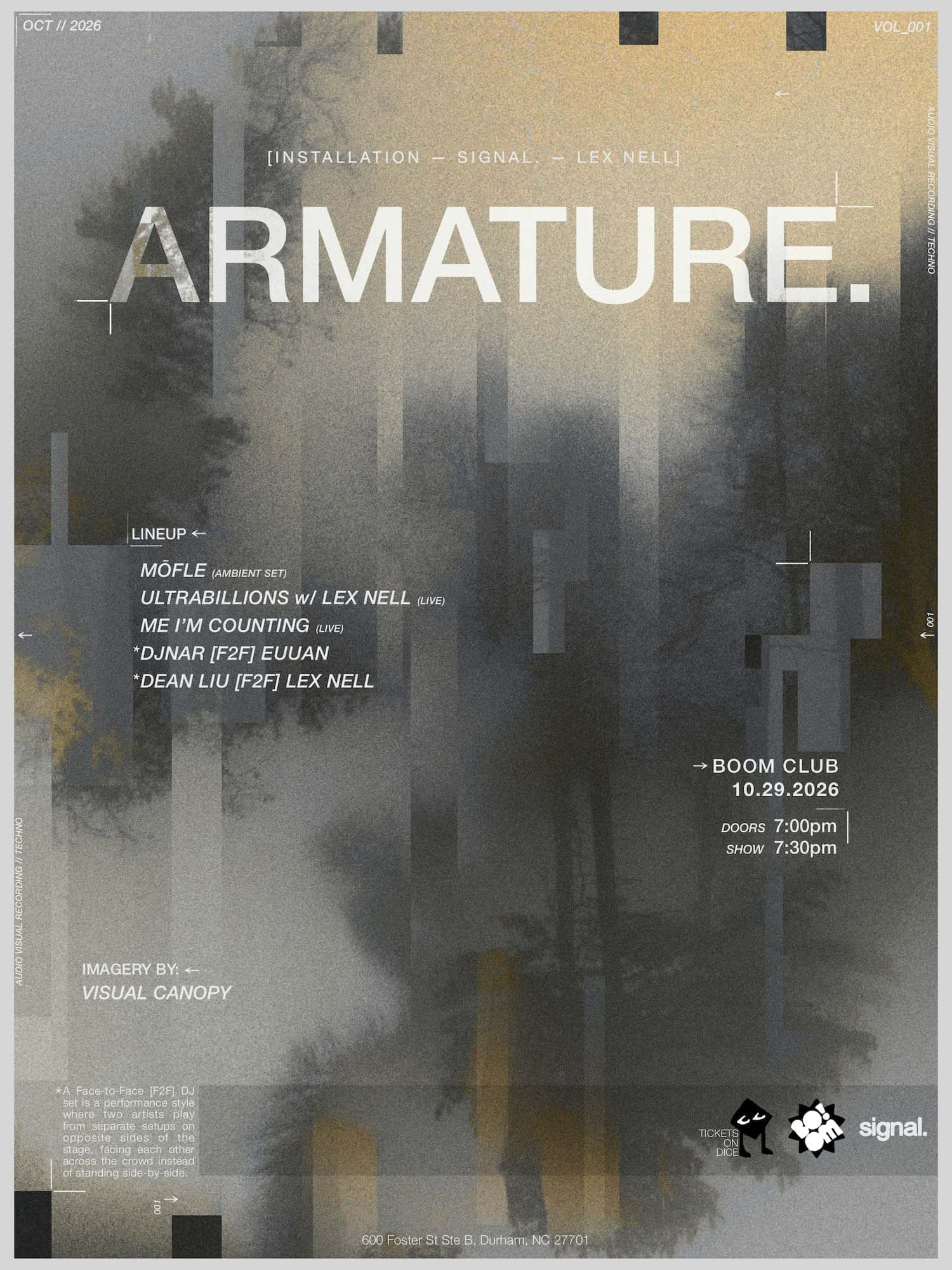 Flyer of ARMATURE by Lex Nell x Installation x Signal
