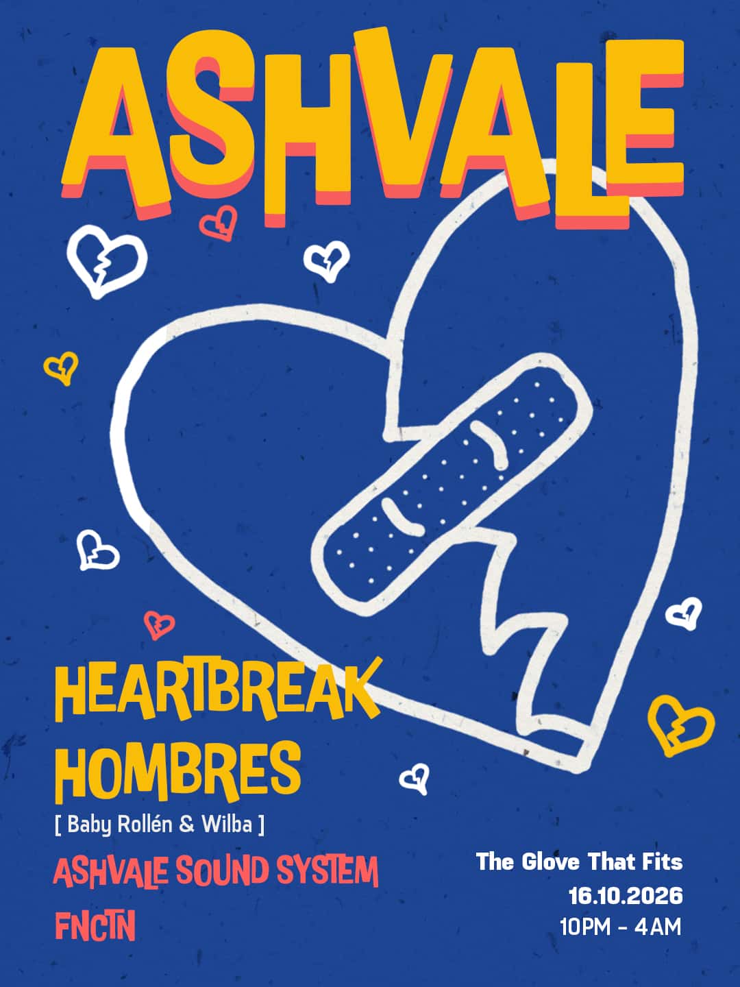 Flyer of Ashvale W/ Heartbreak Hombres (Baby Rollén & Wilba)