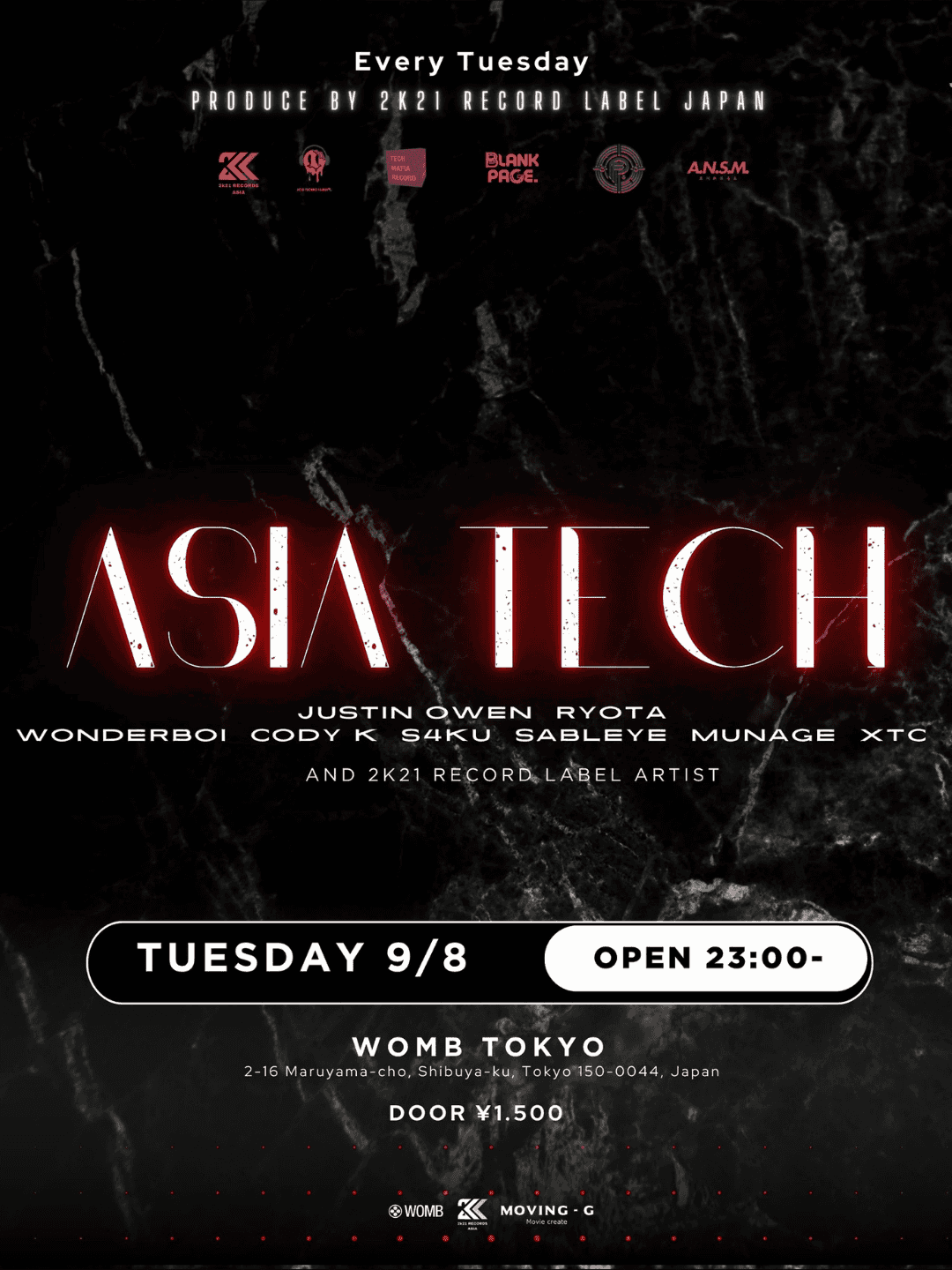 Cartel de ASIA TECH PRODUCED BY 2K21 RECORDS JAPAN