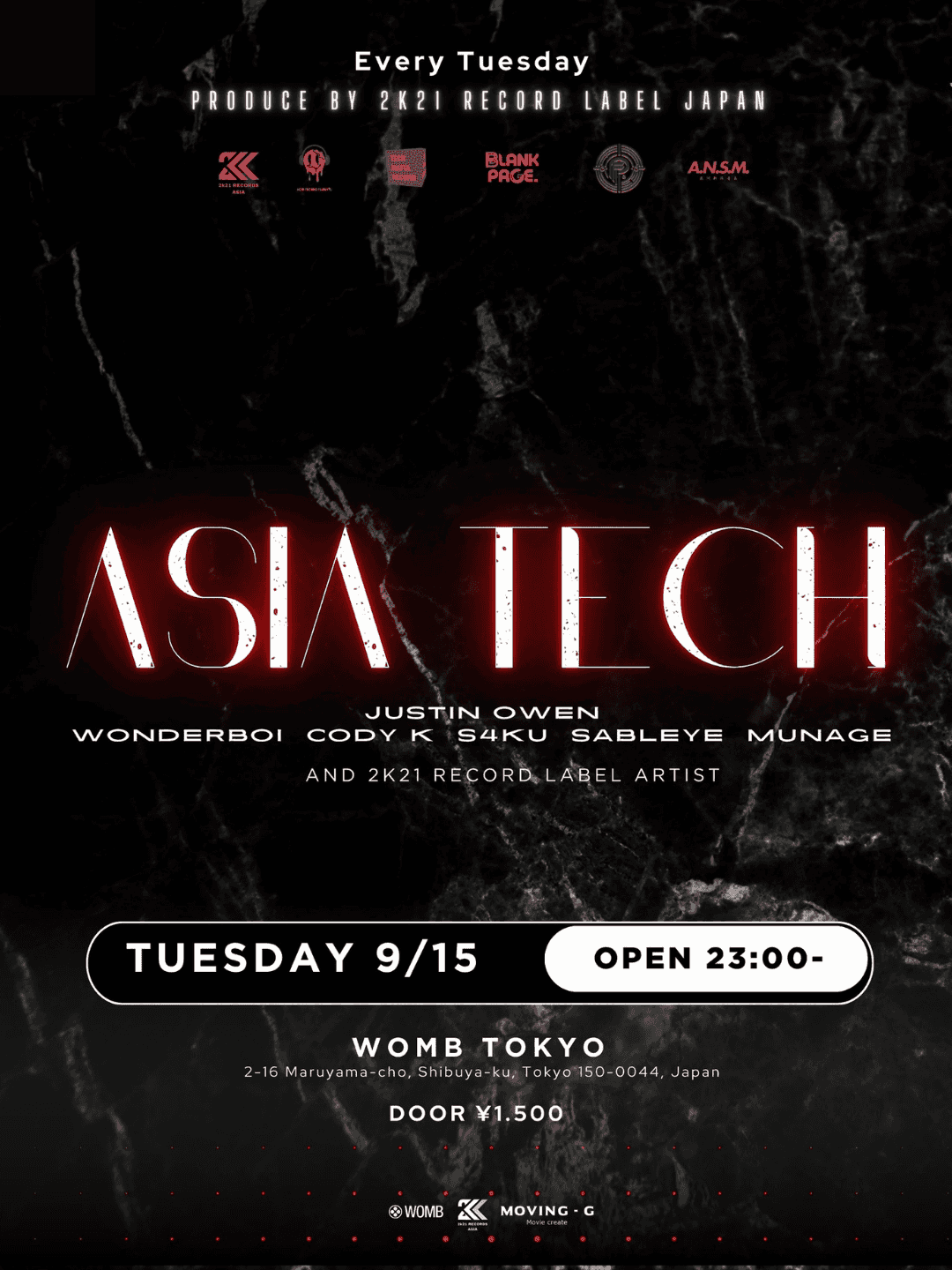 Cartel de ASIA TECH PRODUCED BY 2K21 RECORDS JAPAN