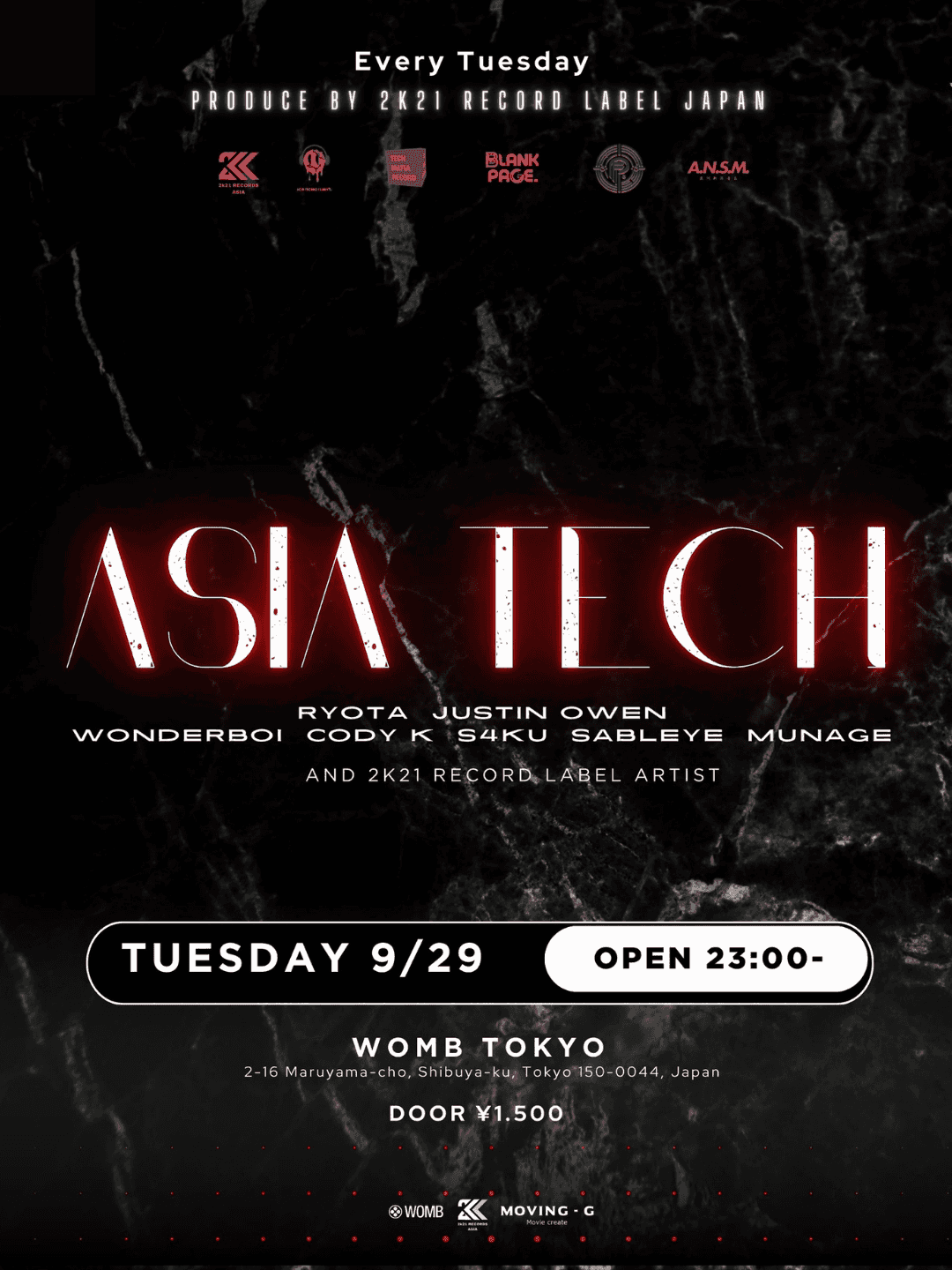 Flyer of ASIA TECH PRODUCED BY 2K21 RECORDS JAPAN