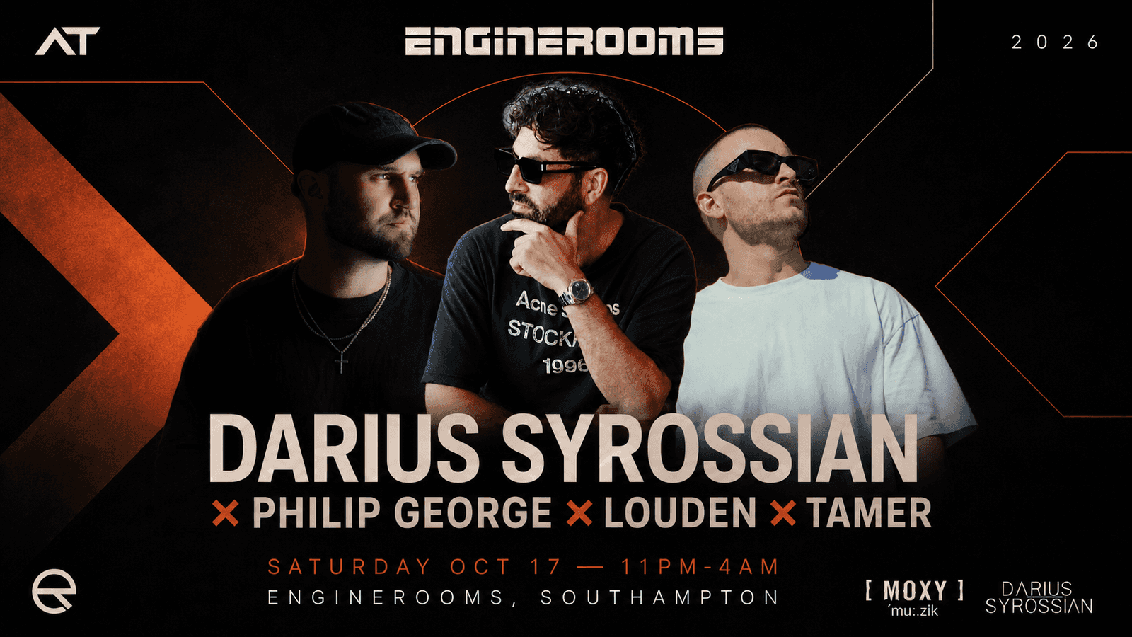 Flyer of AT Events Presents: Darius Syrossian, Philip George & Louden