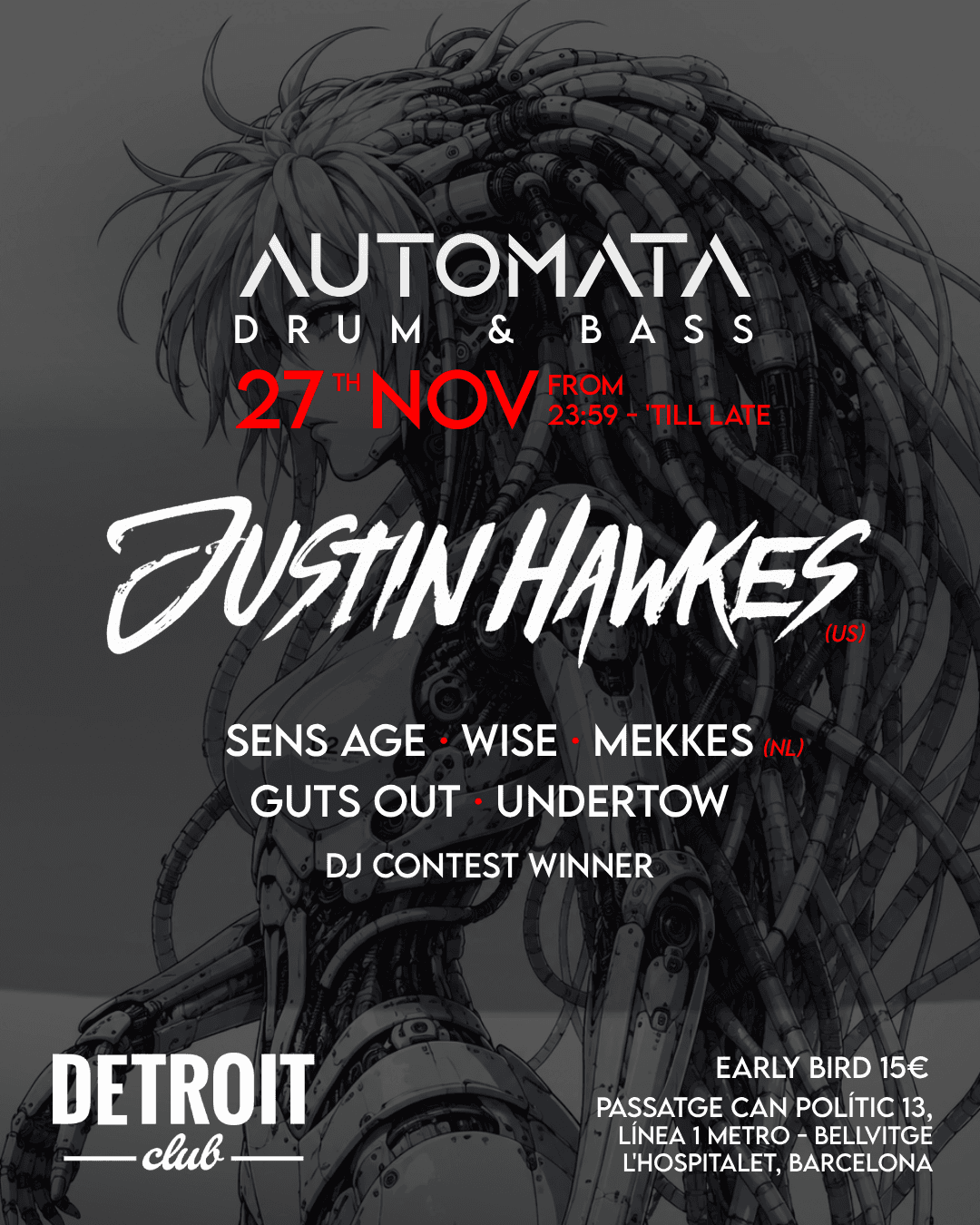 Automata Drum & Bass 27 NOV - JUSTIN HAWKES Barcelona