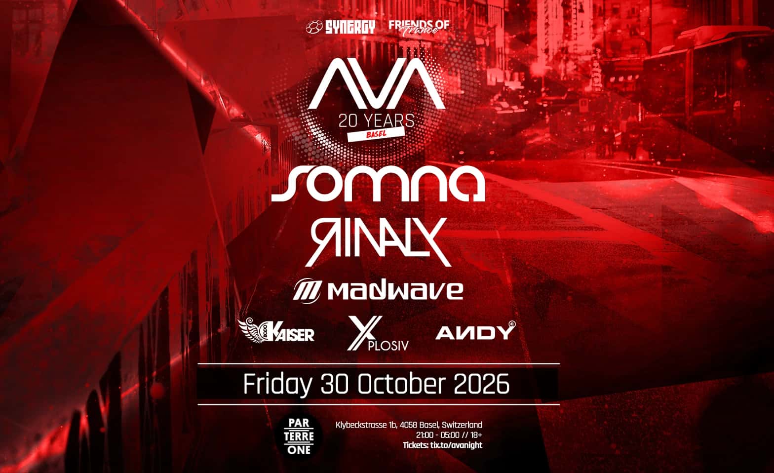 Flyer de AVA Night Basel - 20 Year Anniversary
