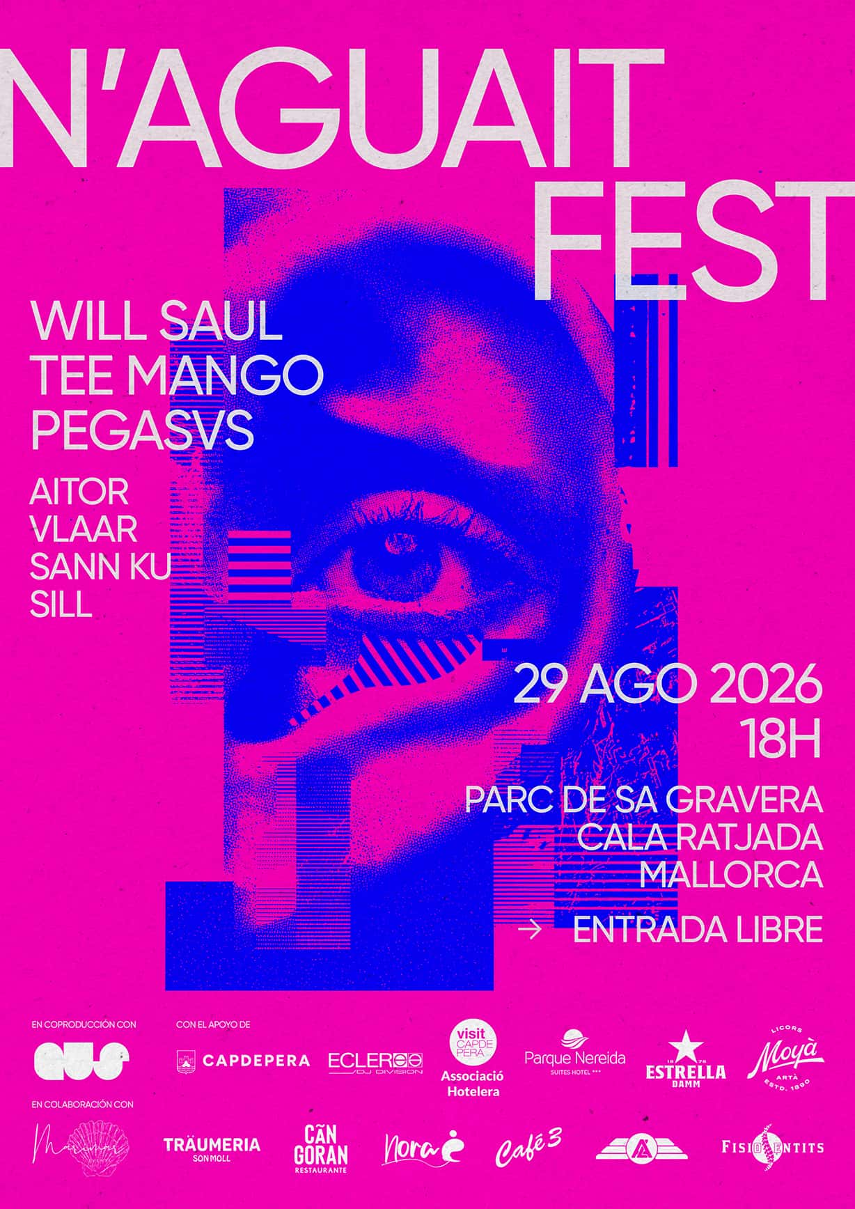Flyer de N'Aguait Fest 2026 with Will Saul, Tee Mango and Pegasvs