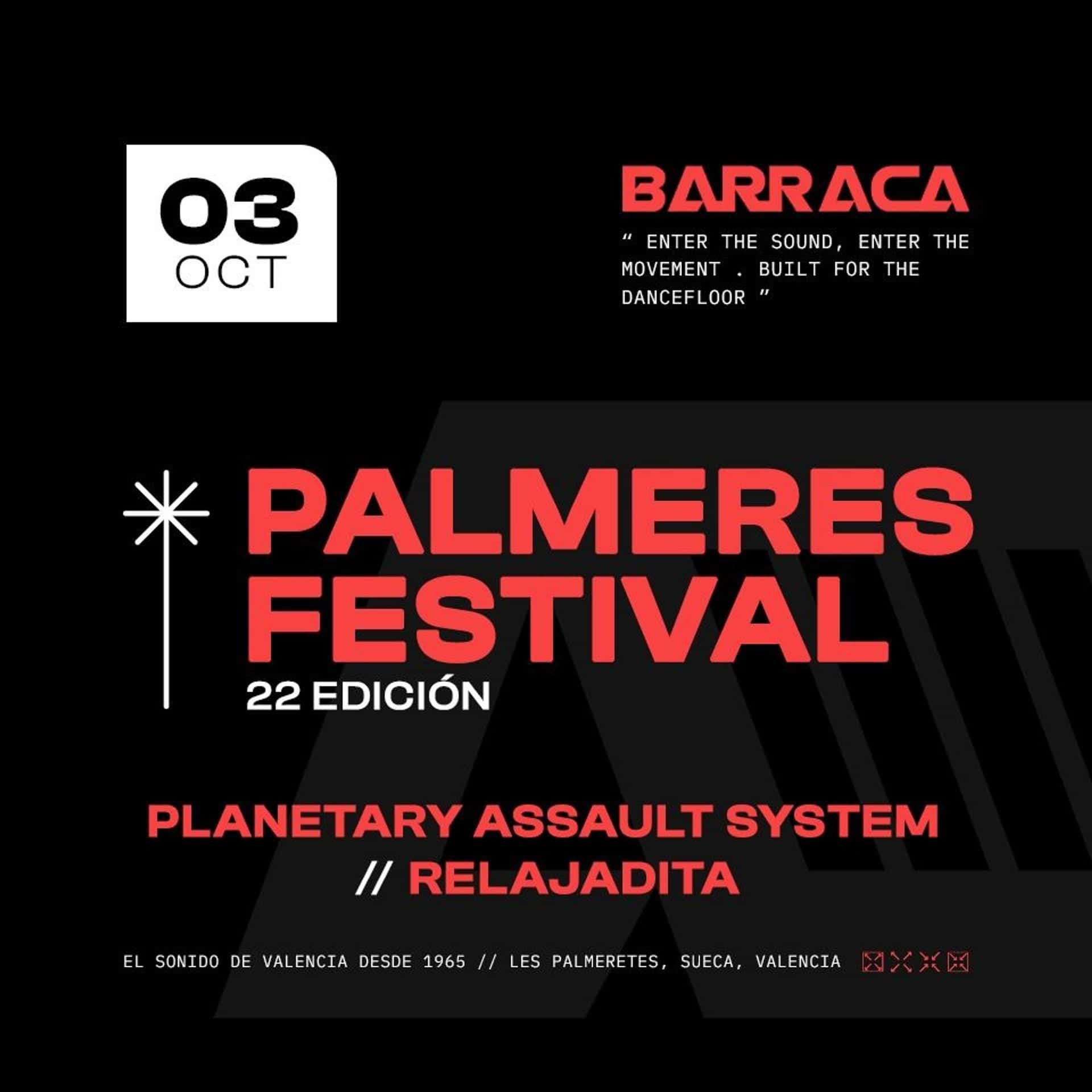 Flyer de Barraca pres. Palmeres Festival
