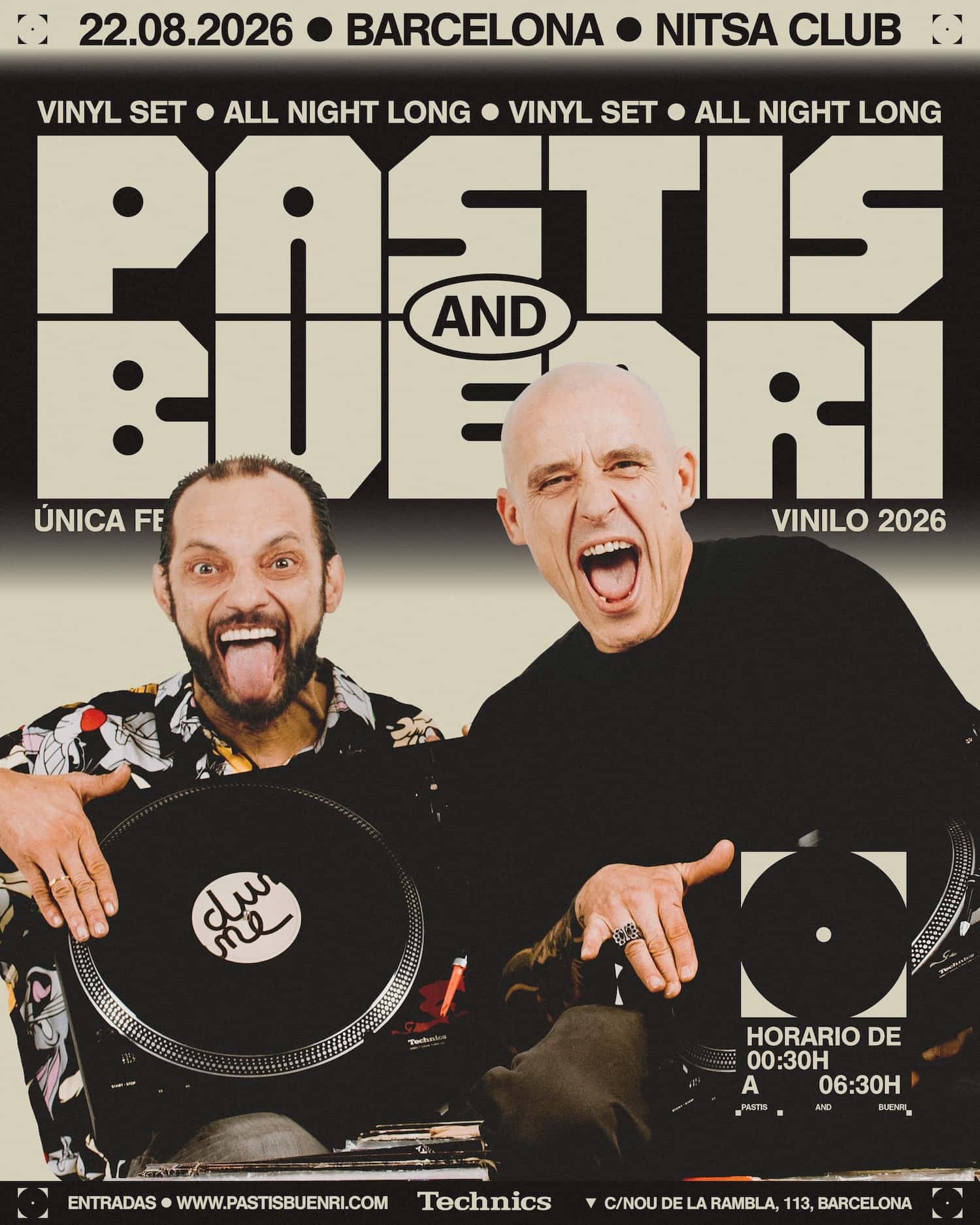 Cartel de Pastis & Buenri Vinyl Set All Night Long