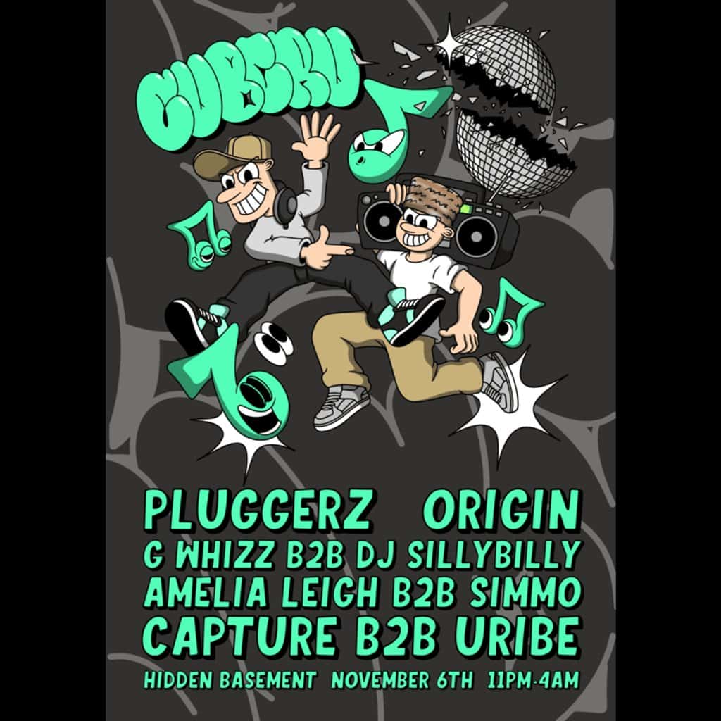 Flyer of CubCru presents: Origin, Pluggerz, Half Broken Kru & more
