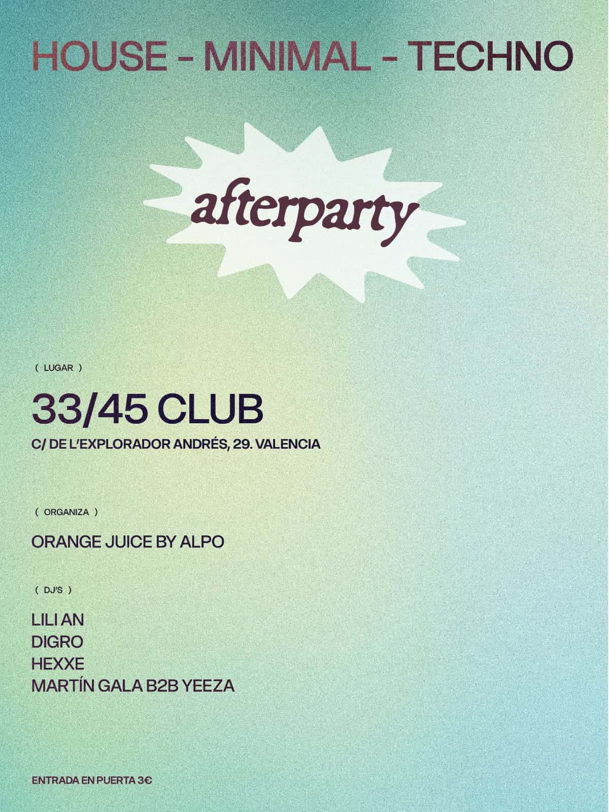 Flyer of CUERPOS EN FUGA AFTERPARTY: Hexxe, DIGRO, MARTIN GALA, YEEZA, LILI AN