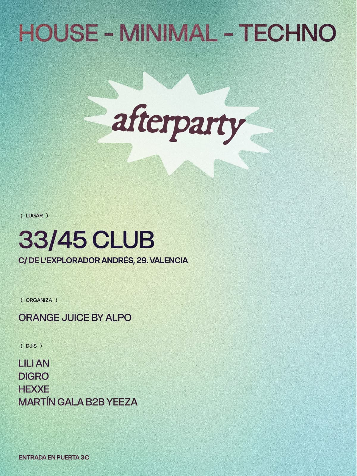 CUERPOS EN FUGA AFTERPARTY: Hexxe, DIGRO, MARTIN GALA, YEEZA, LILI AN