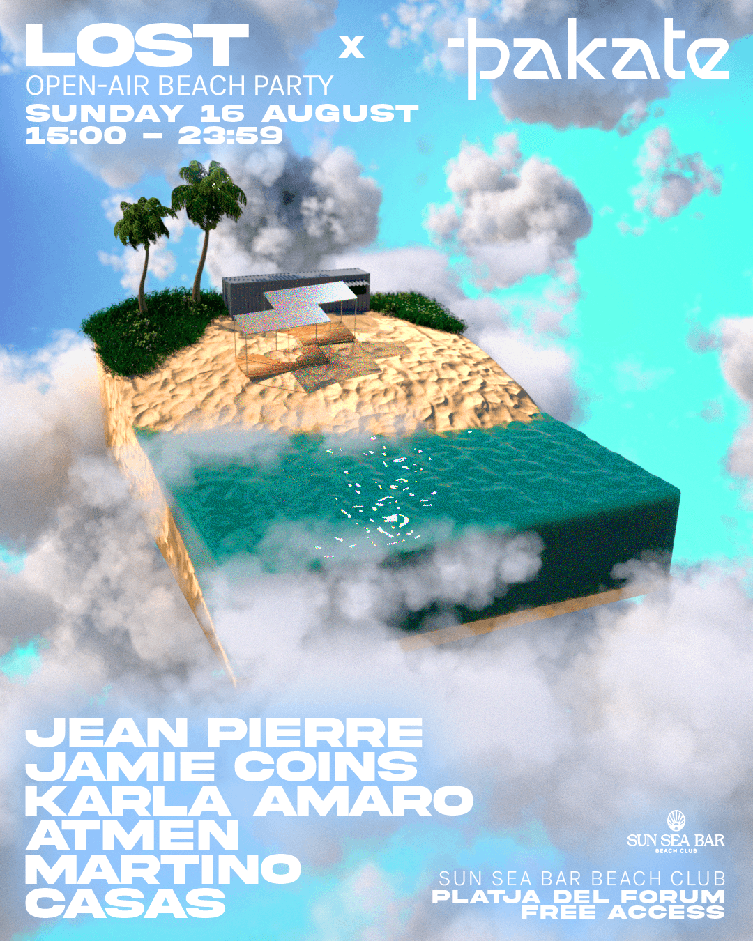 Flyer de FREE OPEN AIR BEACH PARTY: Lost x Pakate x Jean Perre