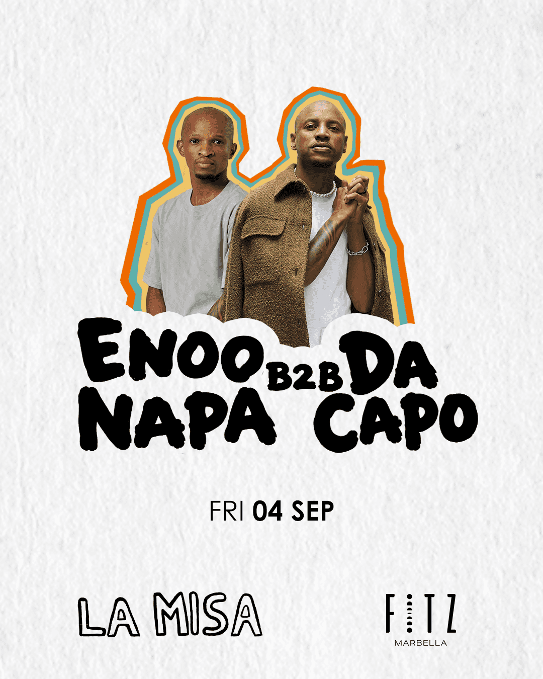 Cartel de ENOO NAPA B2B DA CAPO x LA MISA