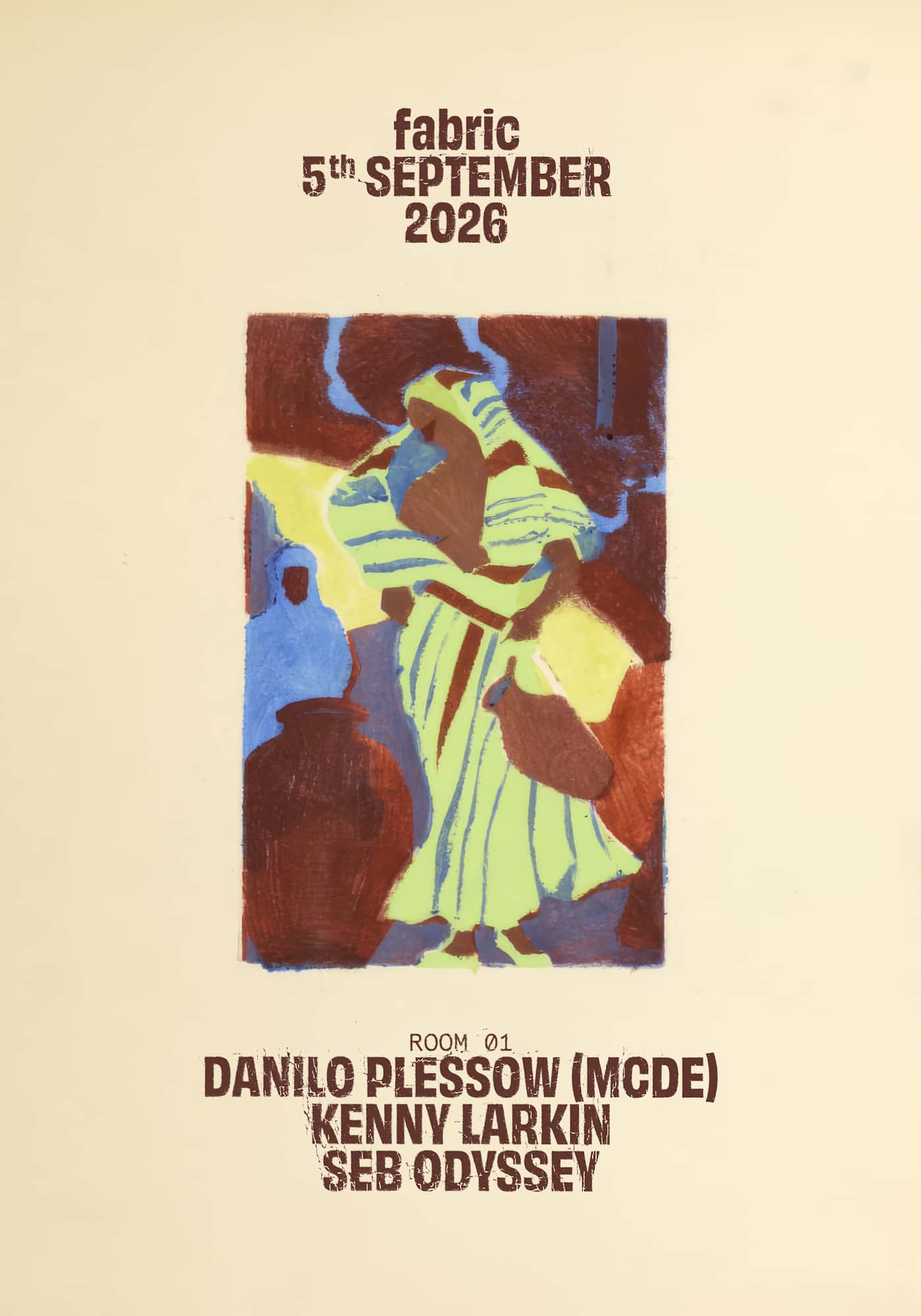 Flyer de fabric: Danilo Plessow (MCDE), Kenny Larkin, Seb Odyssey
