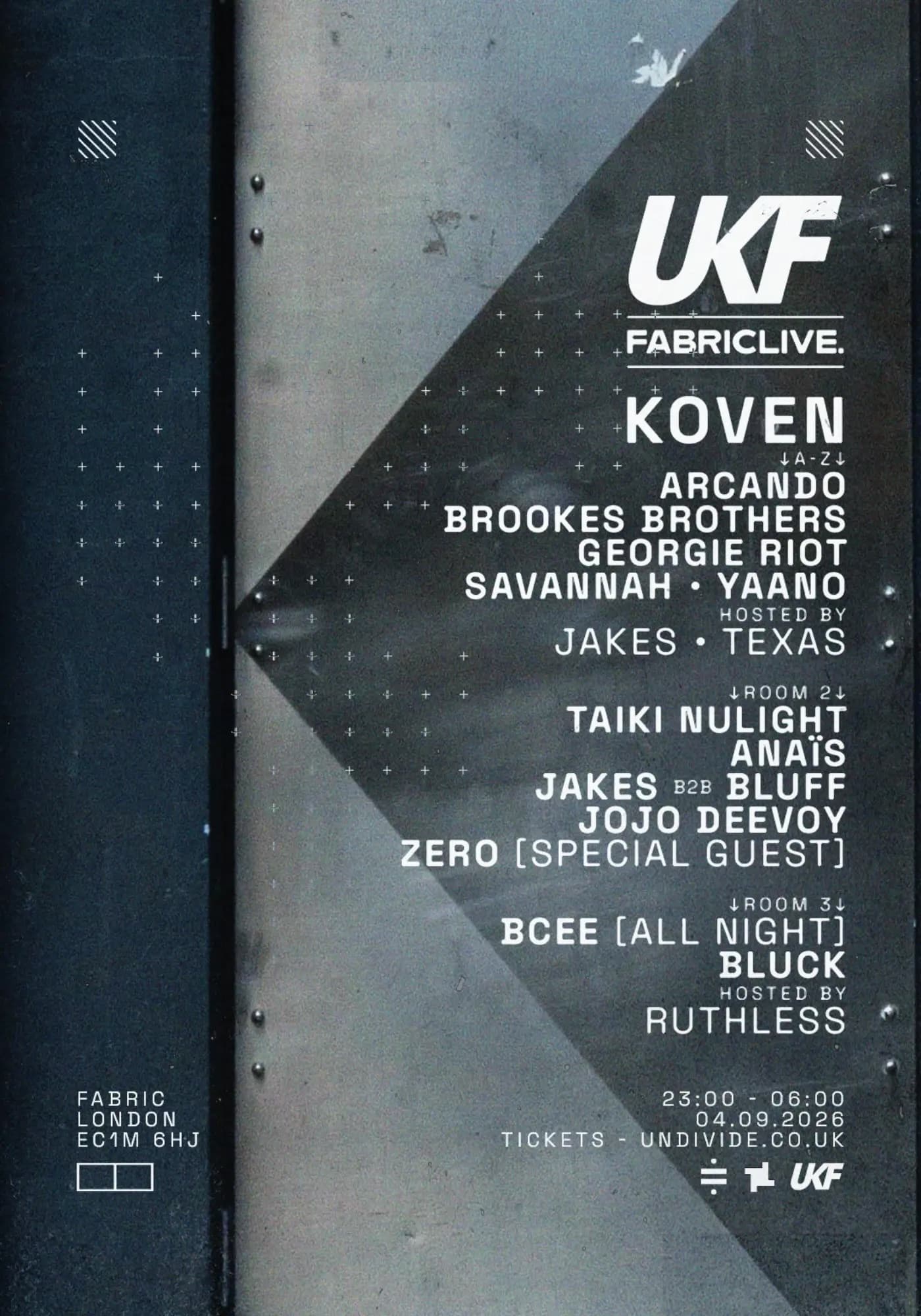 FABRICLIVE x UKF: Koven, Taiki Nulight, Zero, Arcando, BCee, Brookes Brothers + more
