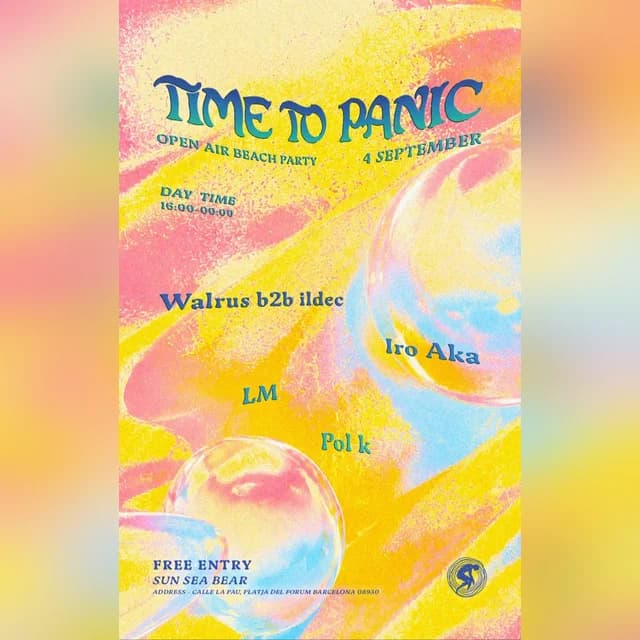FREE OPEN AIR BEACH PARTY - Time To Panic