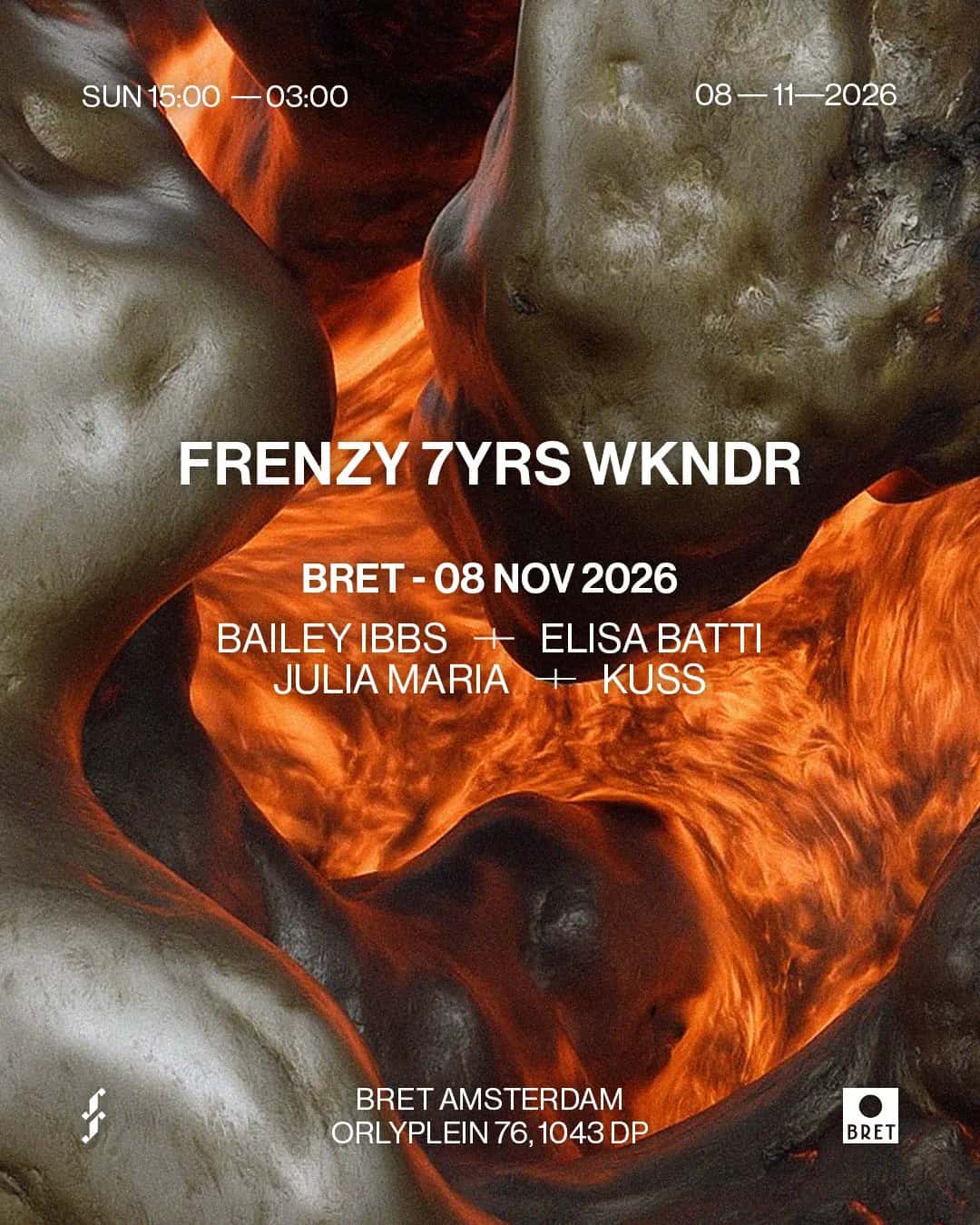 Flyer of FRENZY 7YRS ANNIVERSARY - BAILEY IBBS, ELISA BATTI, JULIA MARIA & KUSS