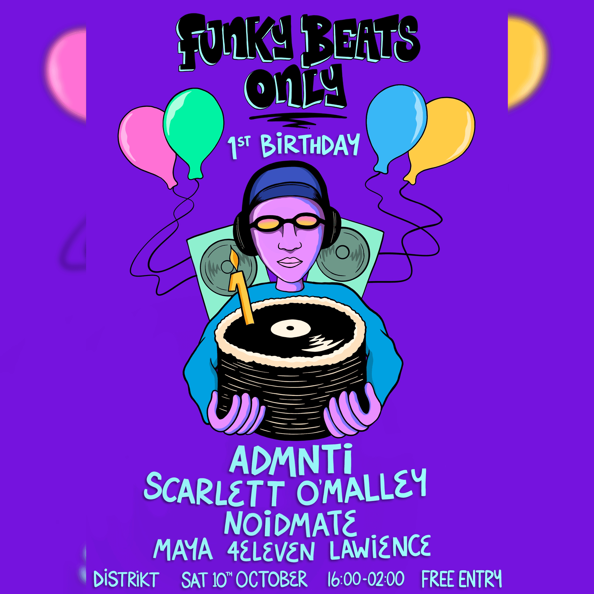 Flyer of Funky Beats Only 1st Birthday