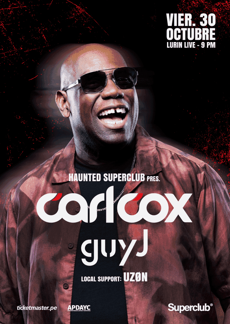 Flyer of Haunted Superclub pres. Carl Cox & Guy J