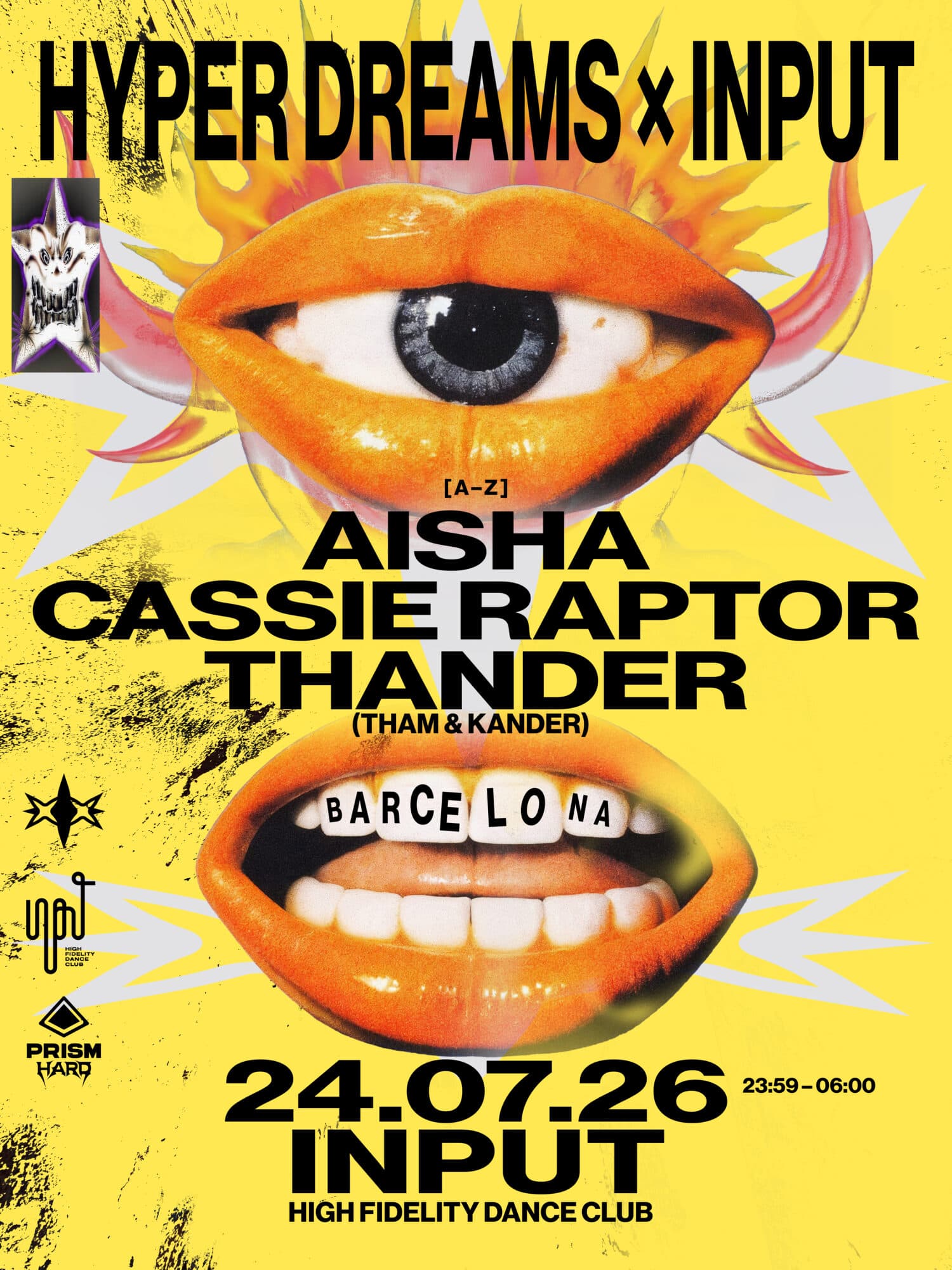 Cartel 1 de Hyper Dreams showcase with Cassie Raptor, THANDER & AISHA