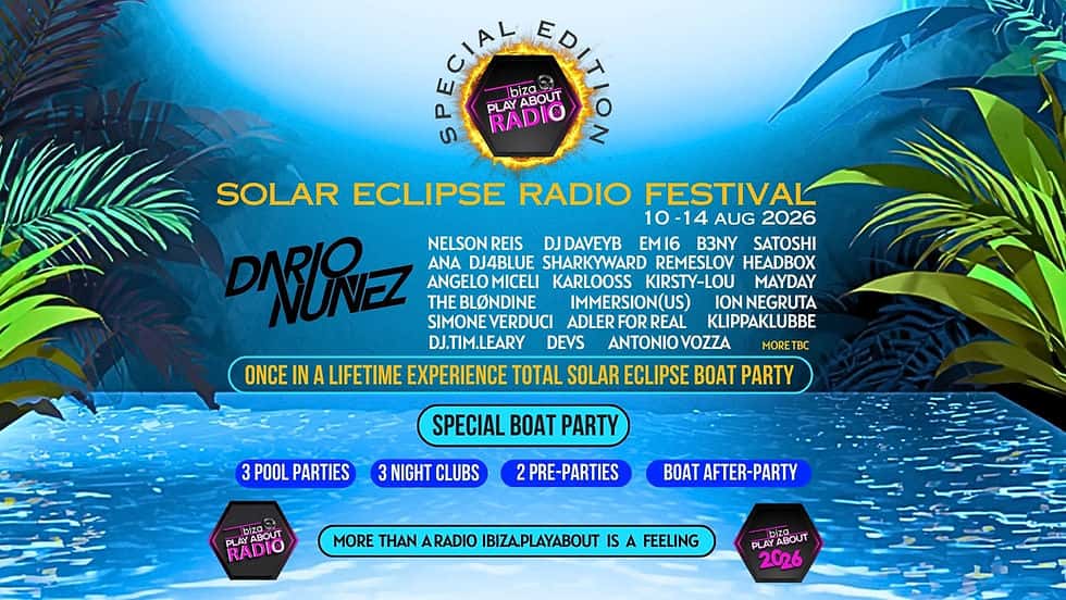 Flyer of Ibiza PlayAbout Radio Fest: Total Solar Eclipse
