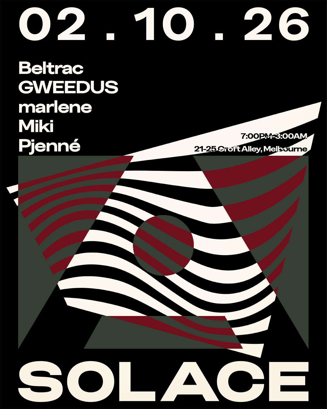 Solace Invites W/ Beltrac, GWEEDUS, marlene, Miki, Pjenné